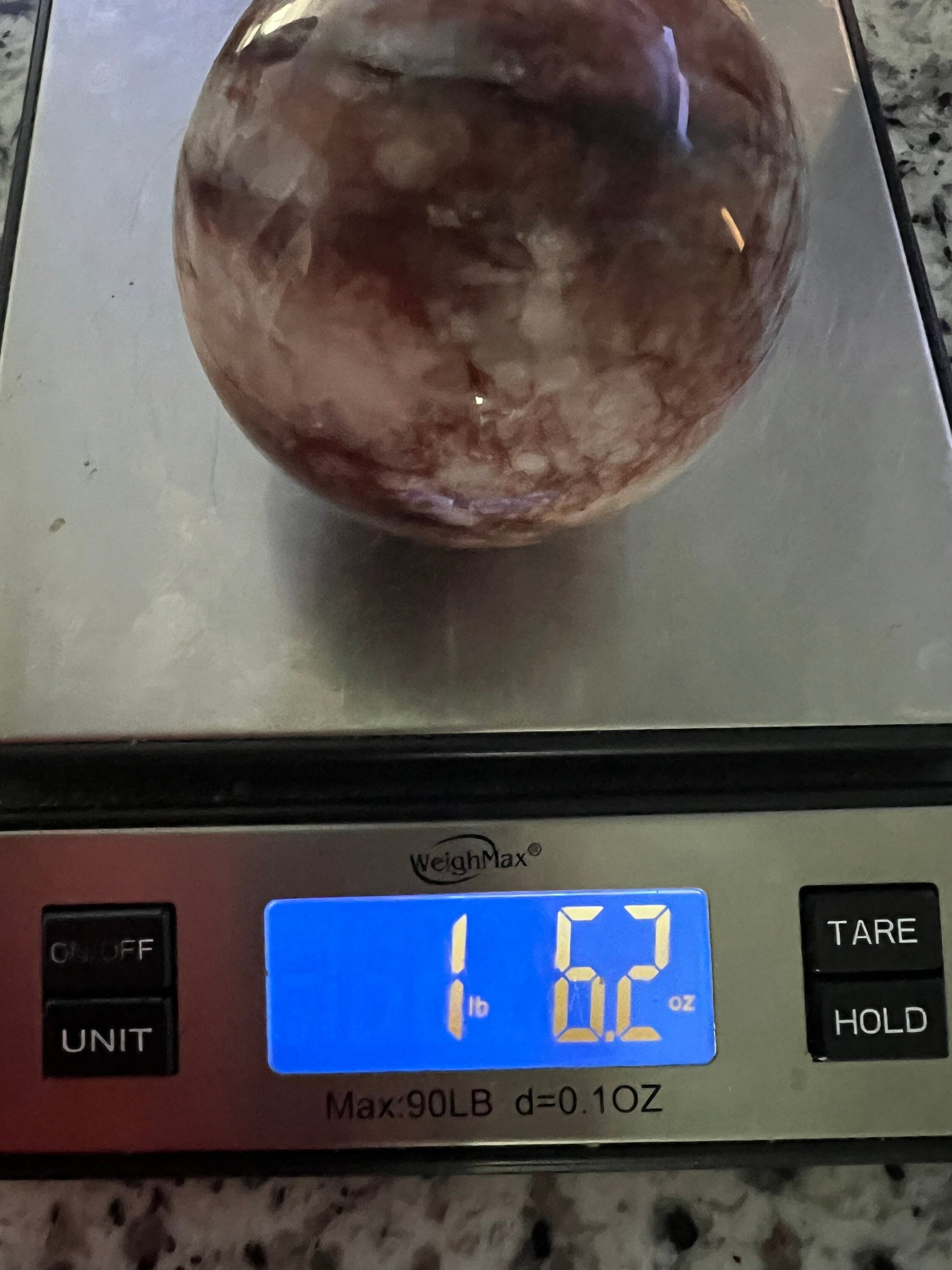 Fire Quartz sphere 1 pound 6oz and 76mm