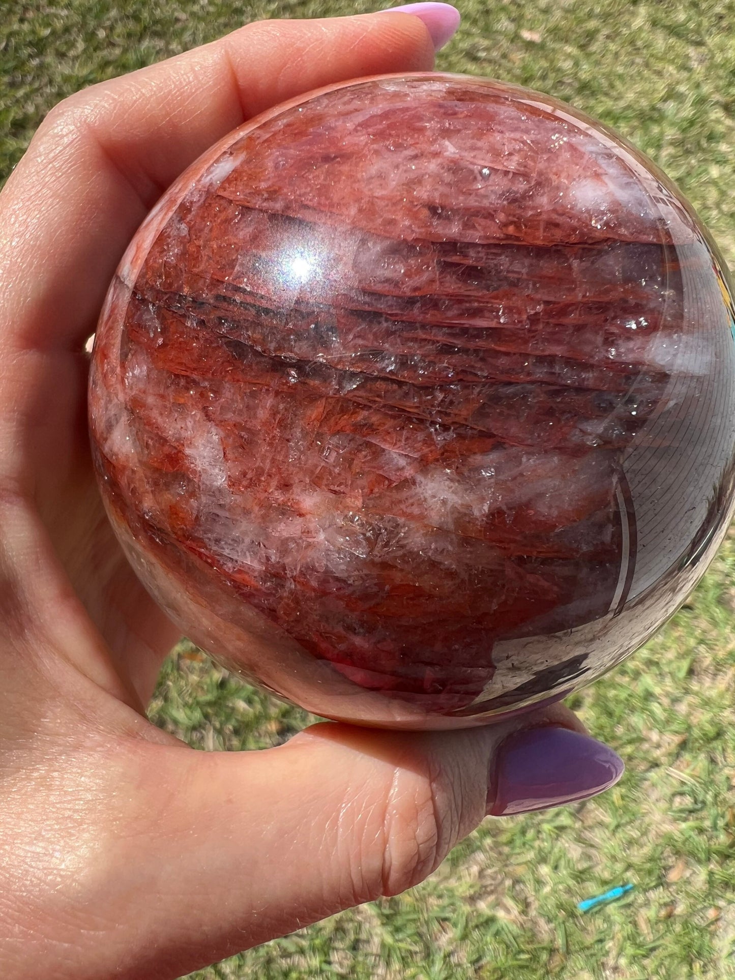 Fire Quartz sphere 1 pound 6oz and 76mm