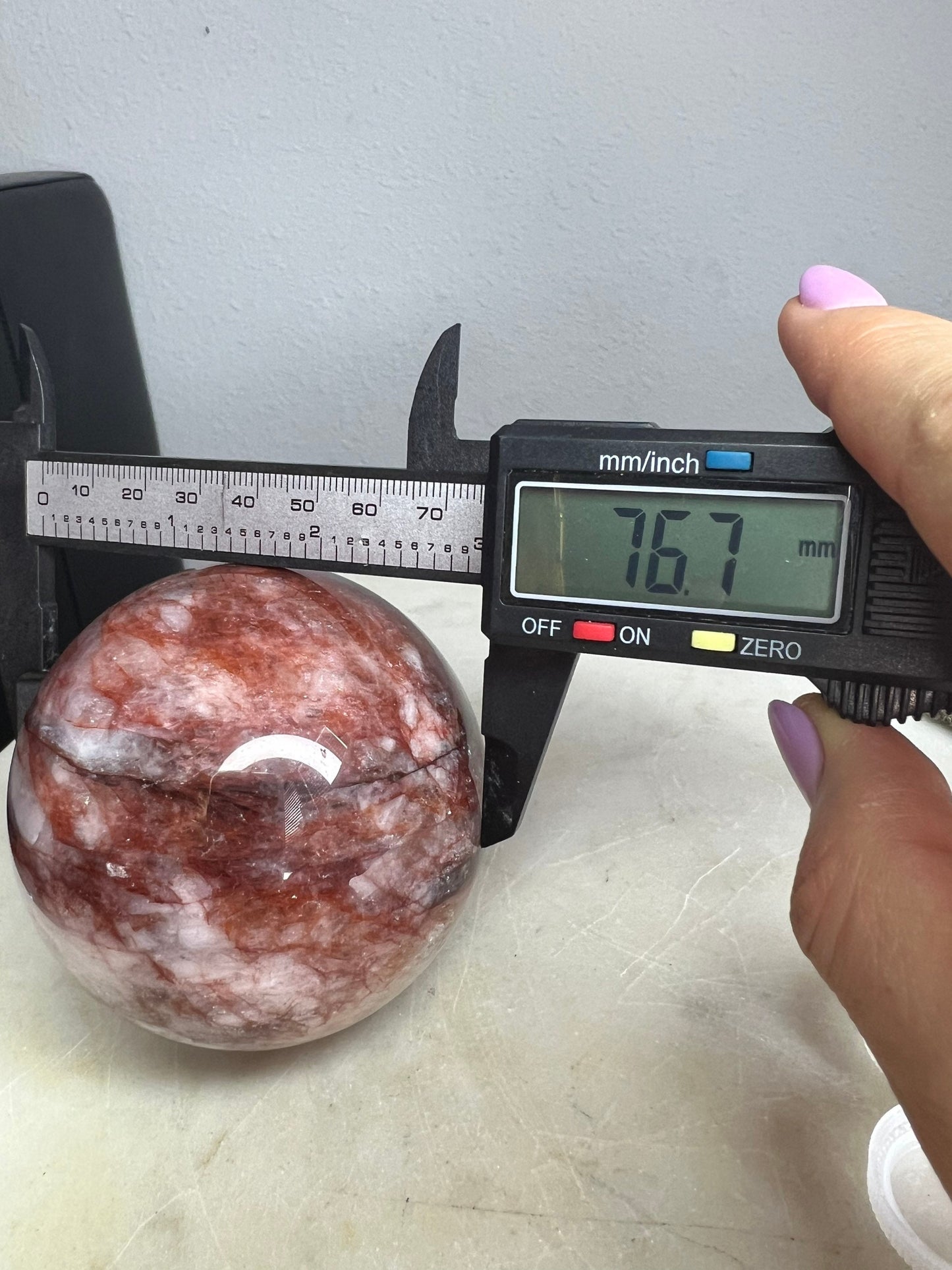 Fire Quartz sphere 1 pound 6oz and 76mm