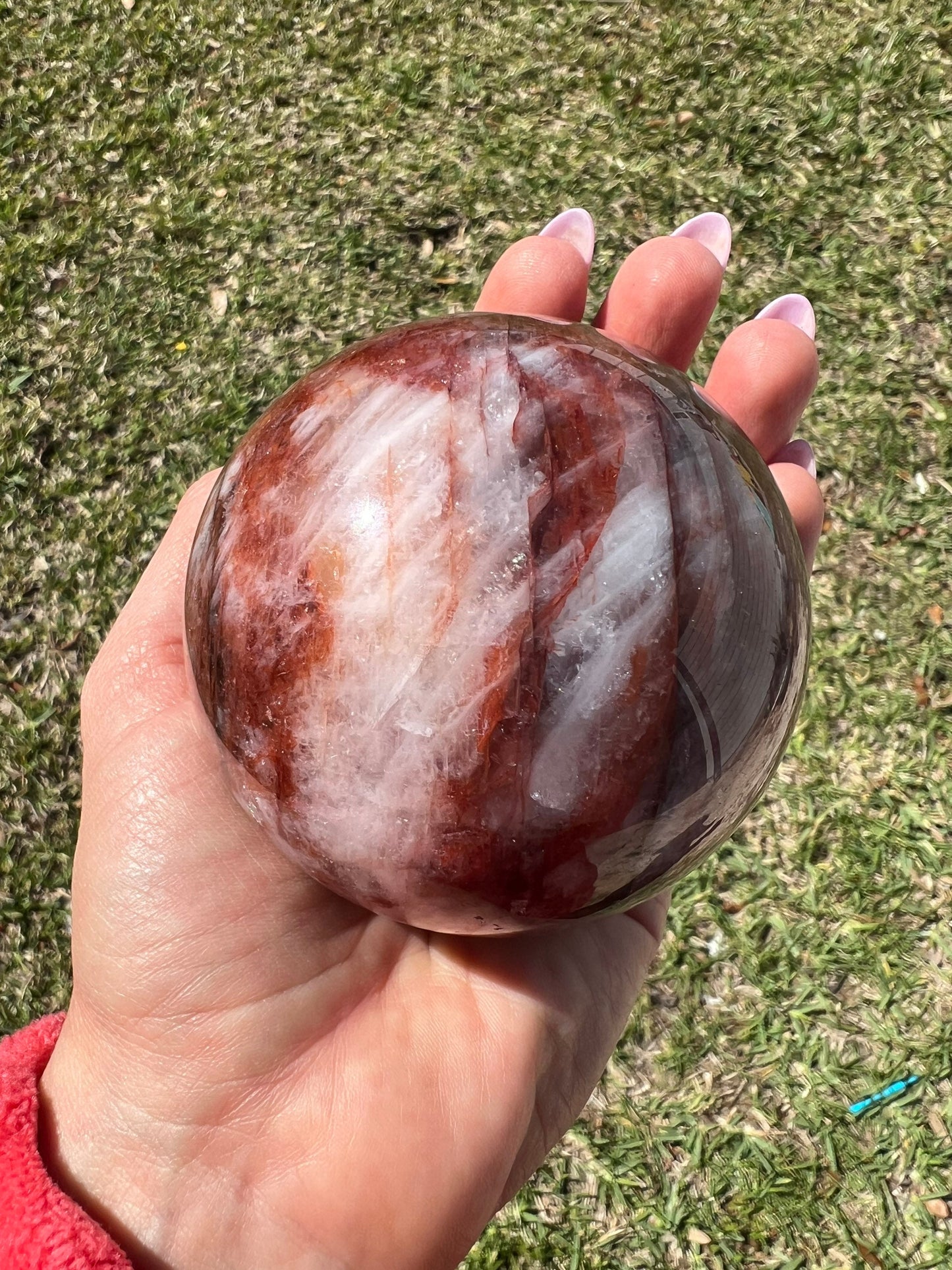 Fire Quartz sphere 1 pound 6oz and 76mm