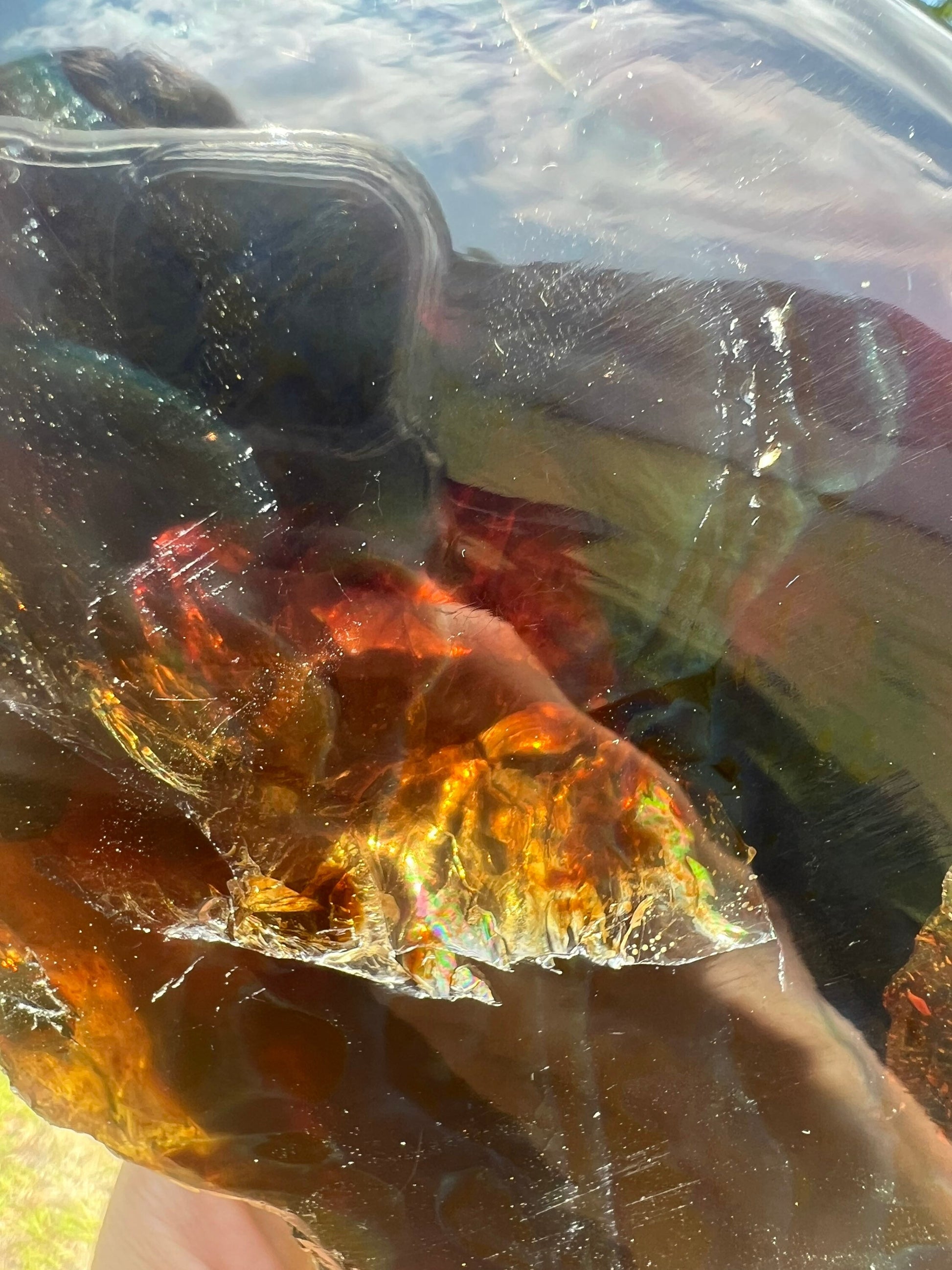 Natural Sumatran Blue Amber, freeform UV REACTIVE BLUE Half polished 502grams.