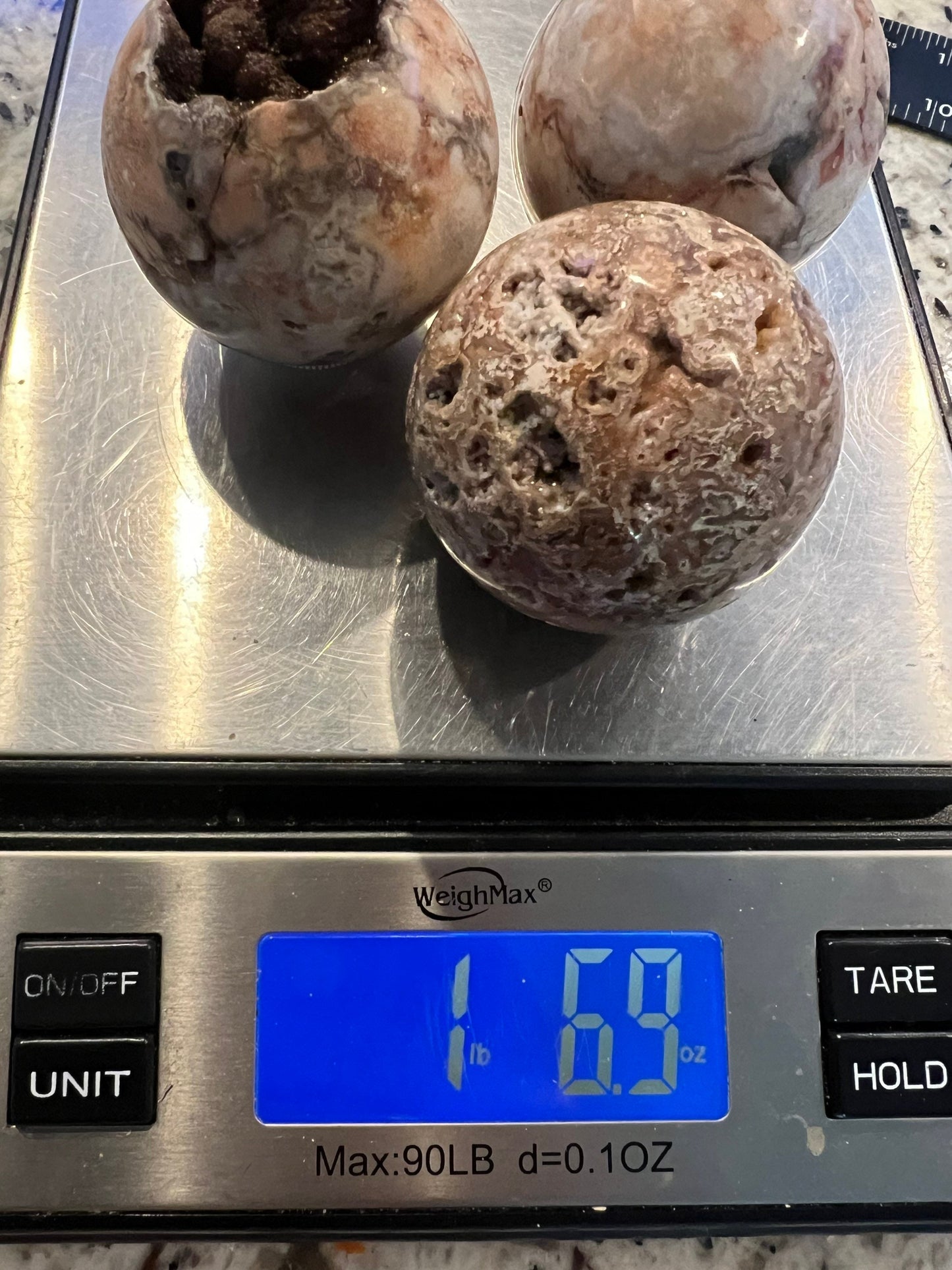 3 crazy lace spheres total weight is 1 pound 6oz