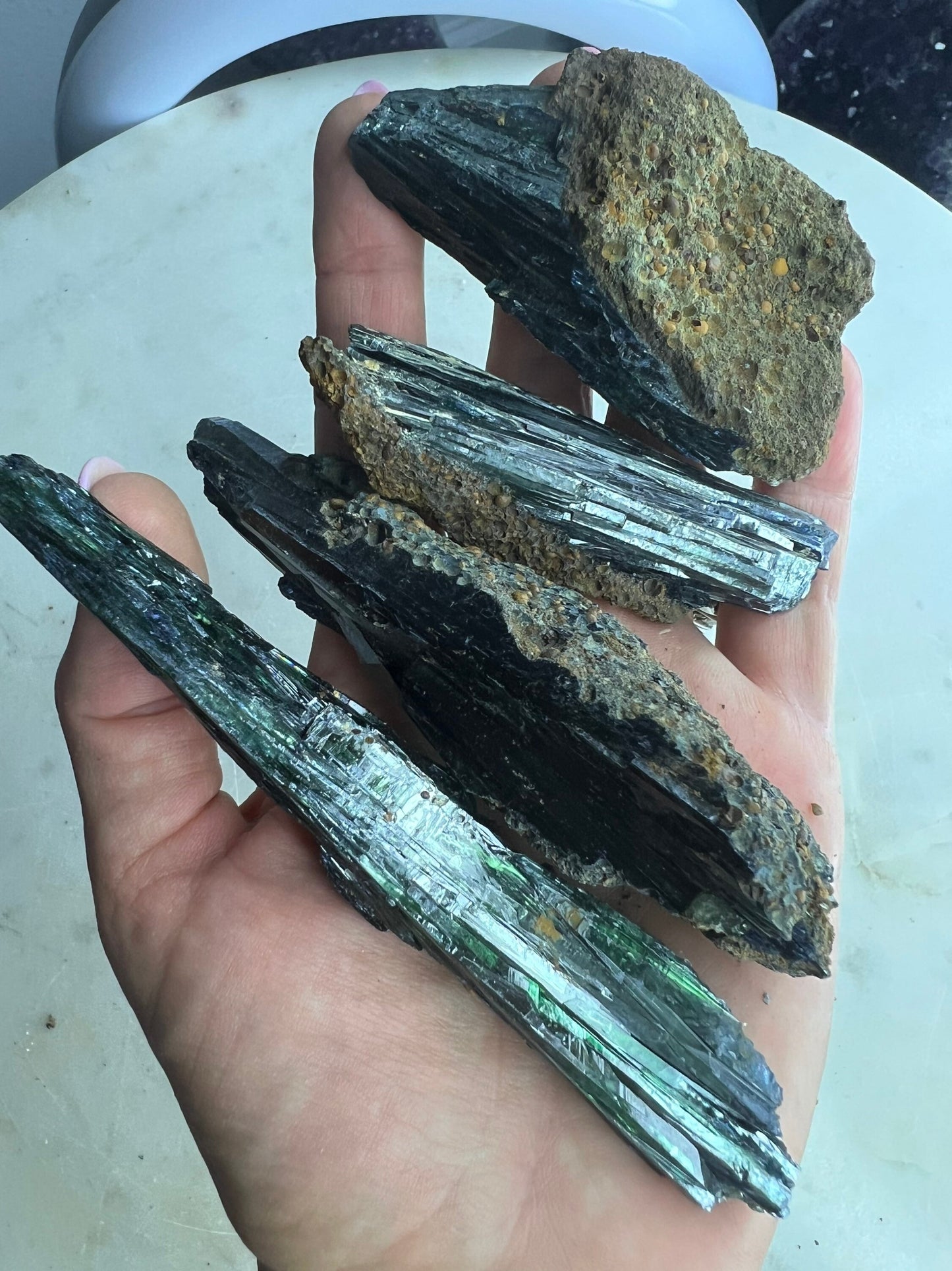 4 Vivianite clusters 218 grams total weight.