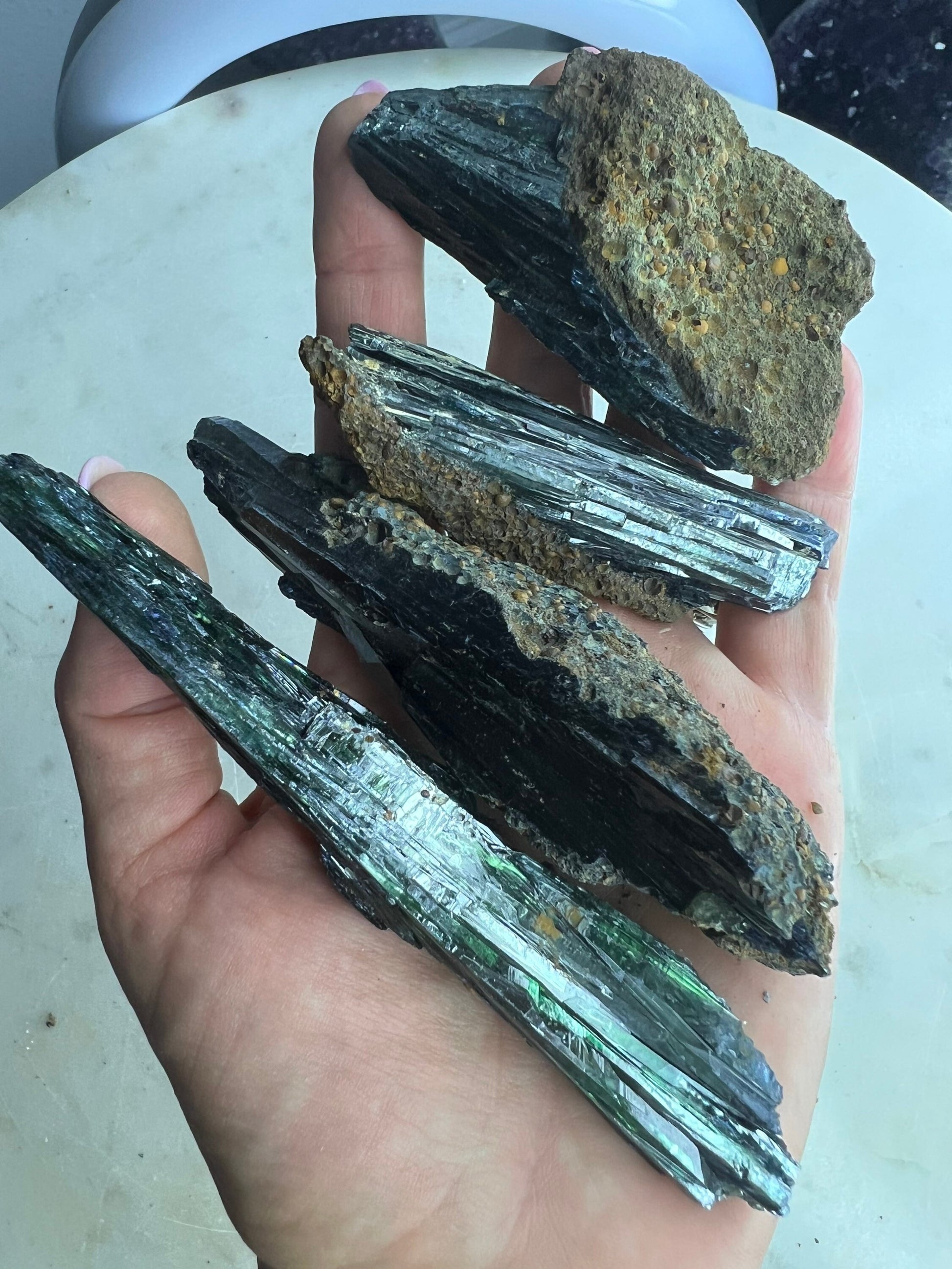 4 Vivianite clusters 218 grams total weight.