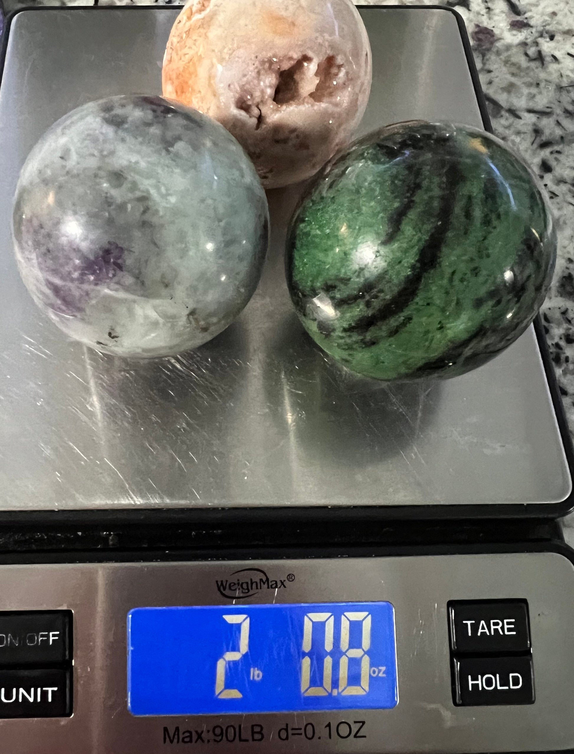 3 sphere set total weight is 2pounds.