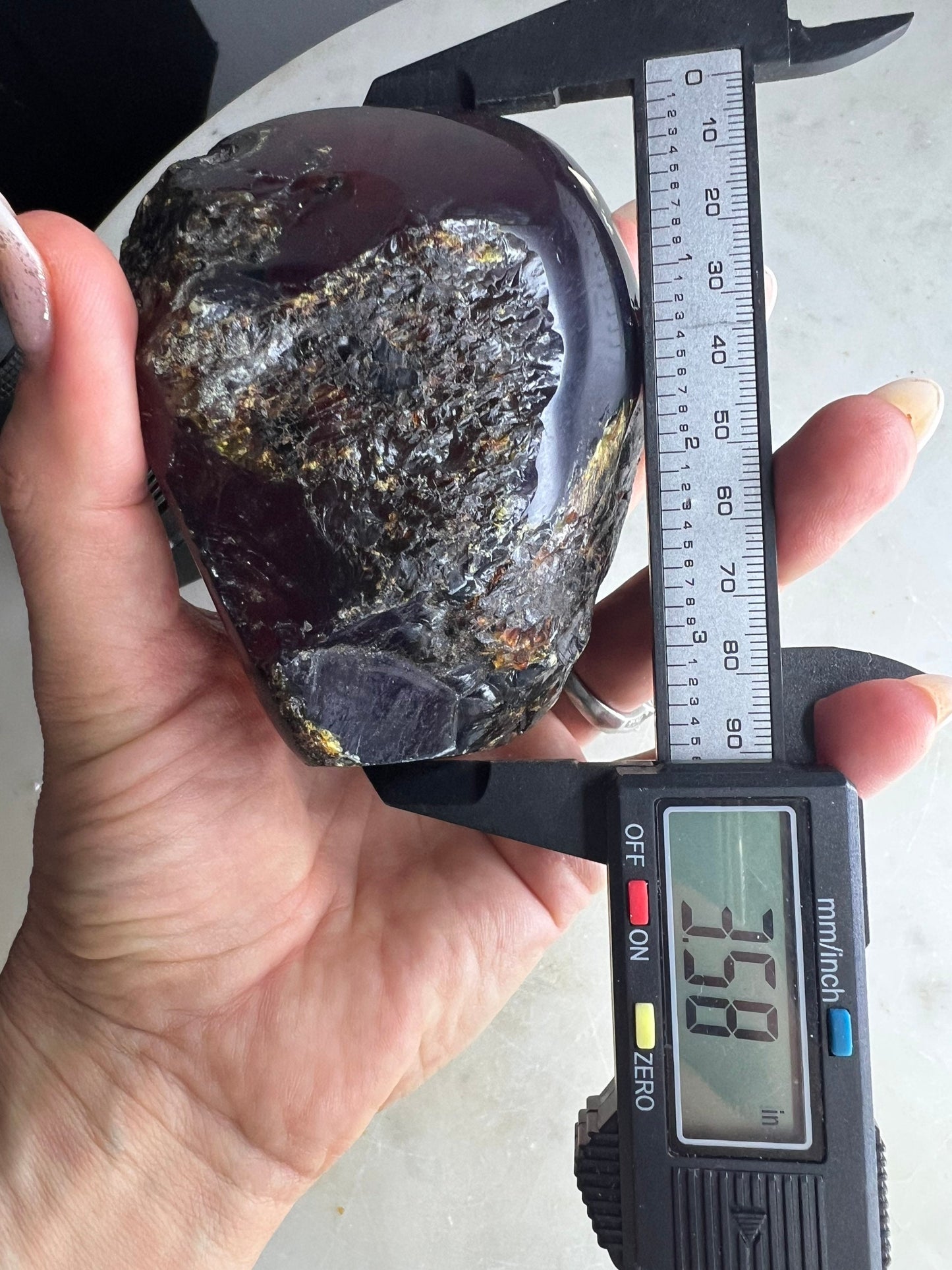 Natural Sumatran Blue Amber, freeform UV REACTIVE BLUE Half polished. 212grams 