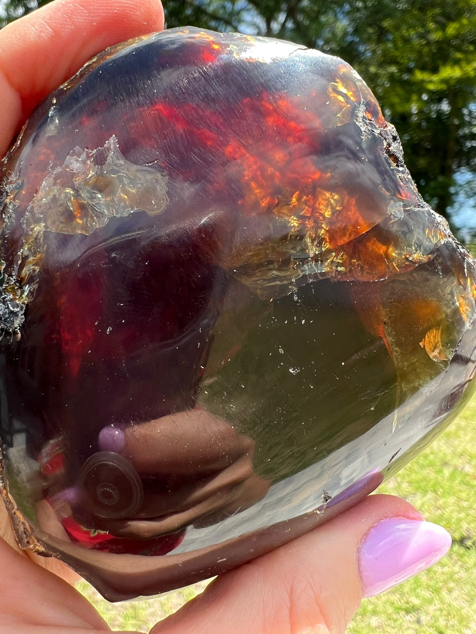 Natural Sumatran Blue Amber, freeform UV REACTIVE BLUE Half polished. 164grams