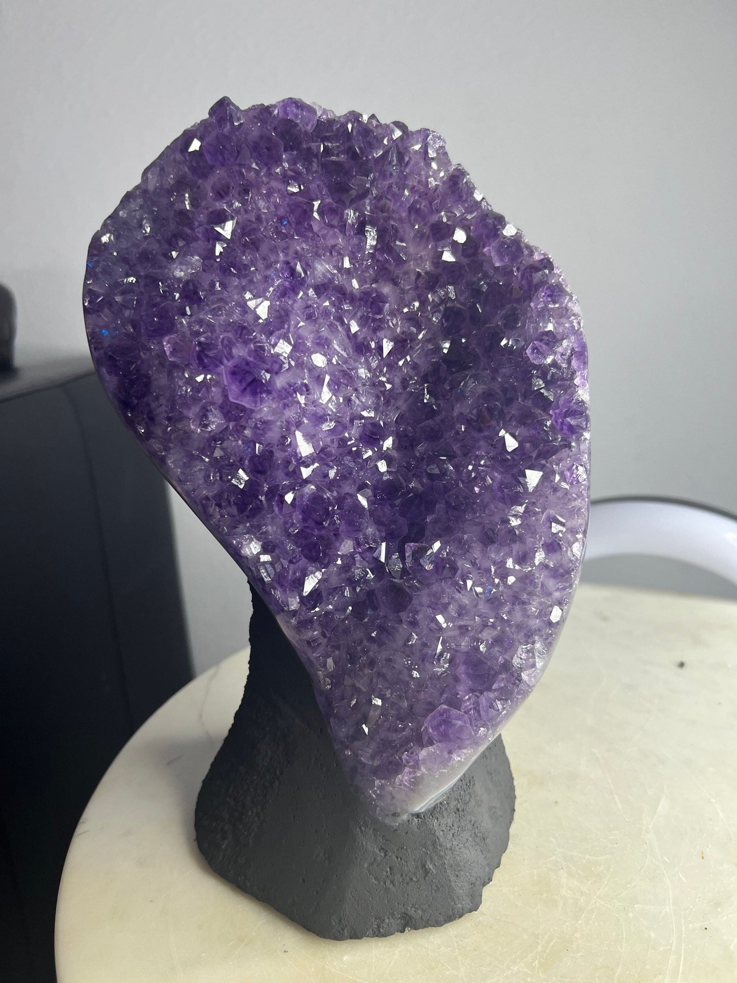 Amethyst 9 pounds 13oz with Polished Sides from Brazil Extra A+ Dark Color, Open faced.