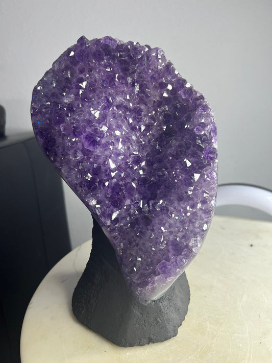 Amethyst 9 pounds 13oz with Polished Sides from Brazil Extra A+ Dark Color, Open faced.