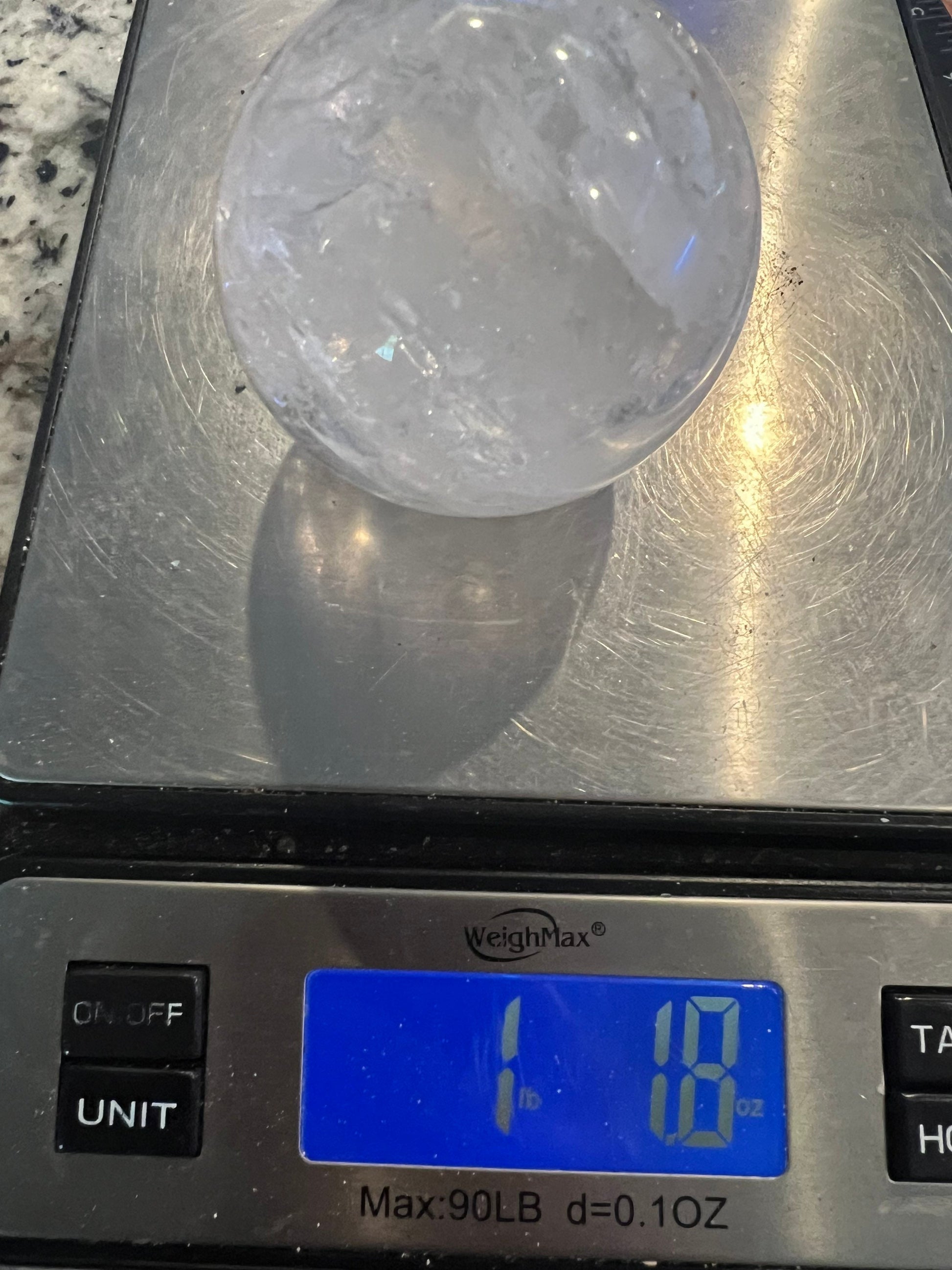 Crystal Quartz 70mm sphere from Brazil.