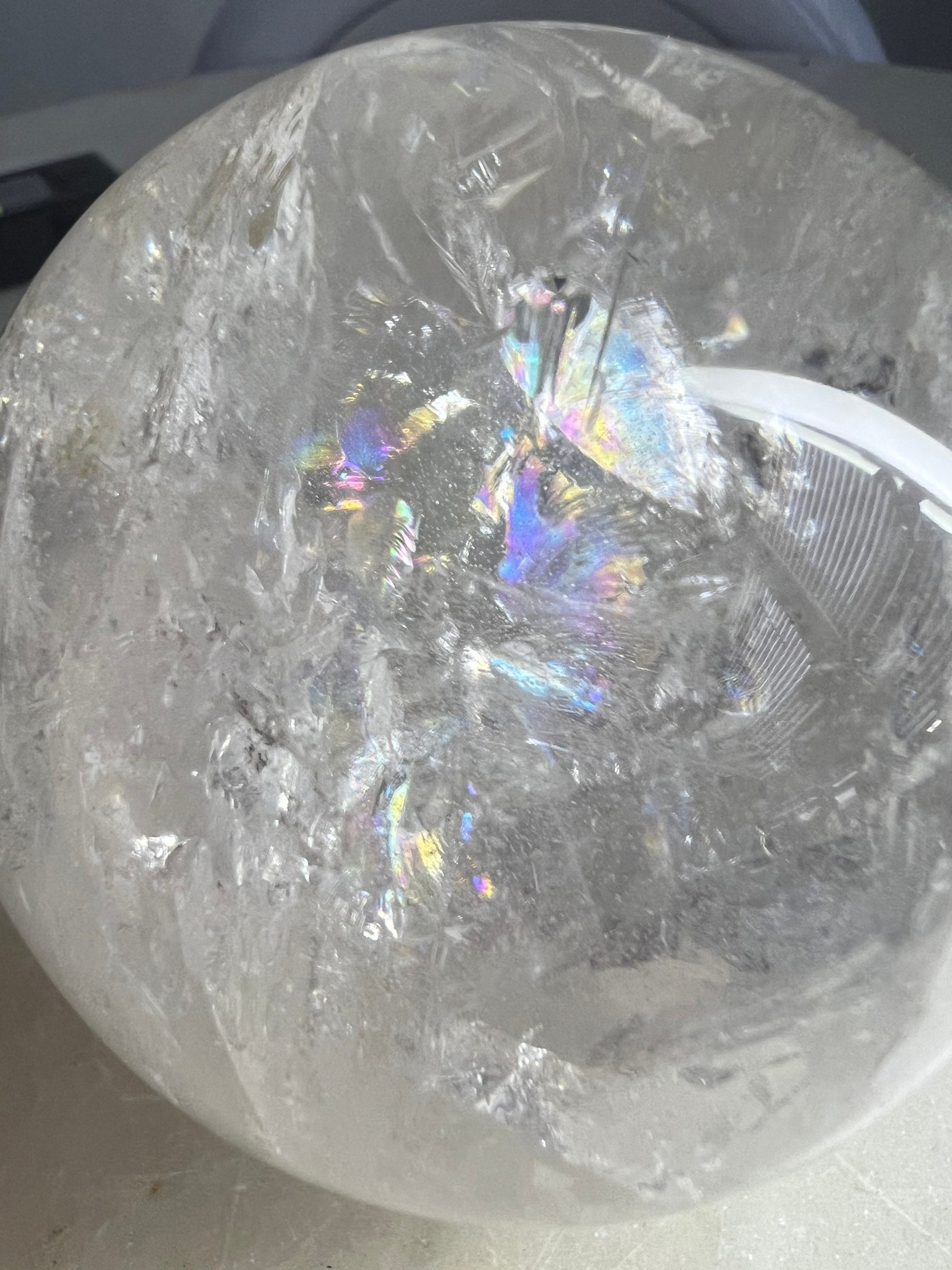 Crystal Quartz 70mm sphere from Brazil.