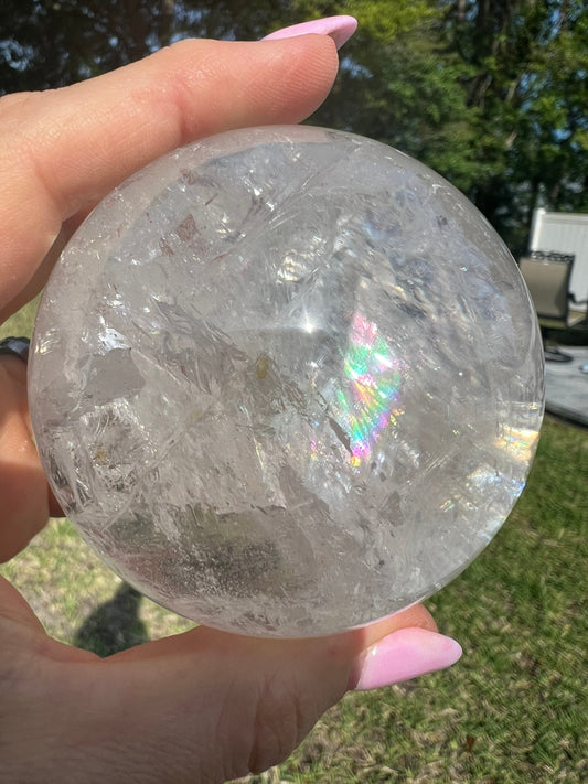 Crystal Quartz 70mm sphere from Brazil.