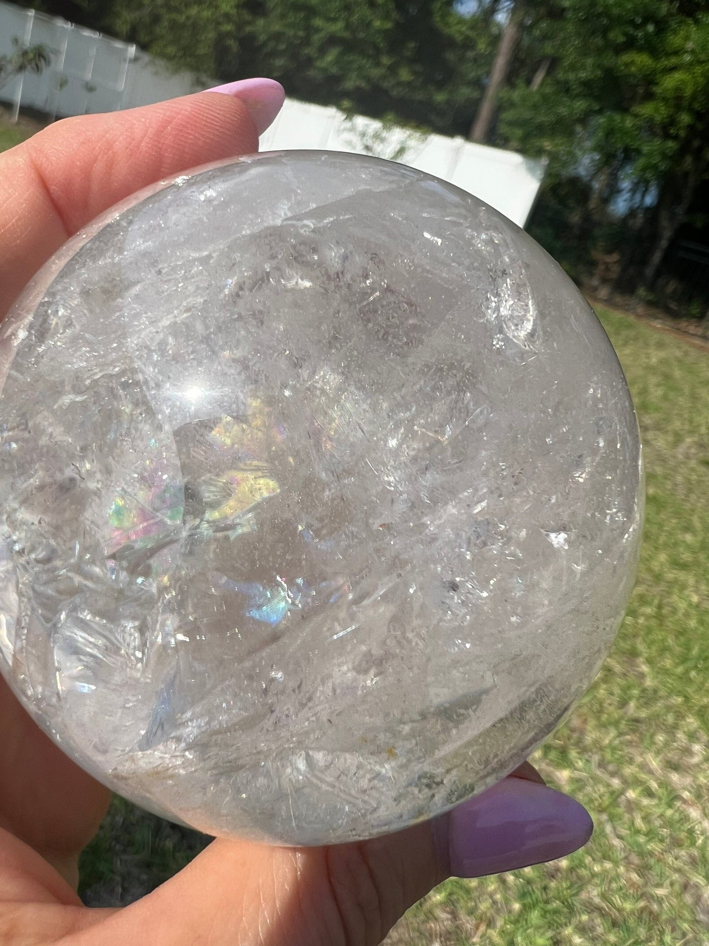 Crystal Quartz 70mm sphere from Brazil.