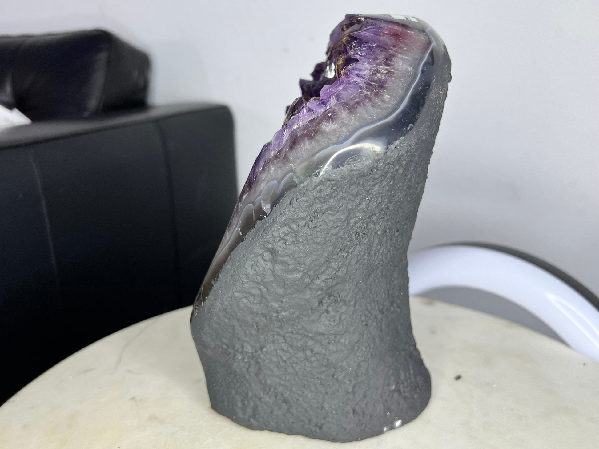 Amethyst Crystal Cluster 11.lb 9oz on base with Polished Sides from Brazil Extra A+ Dark Color