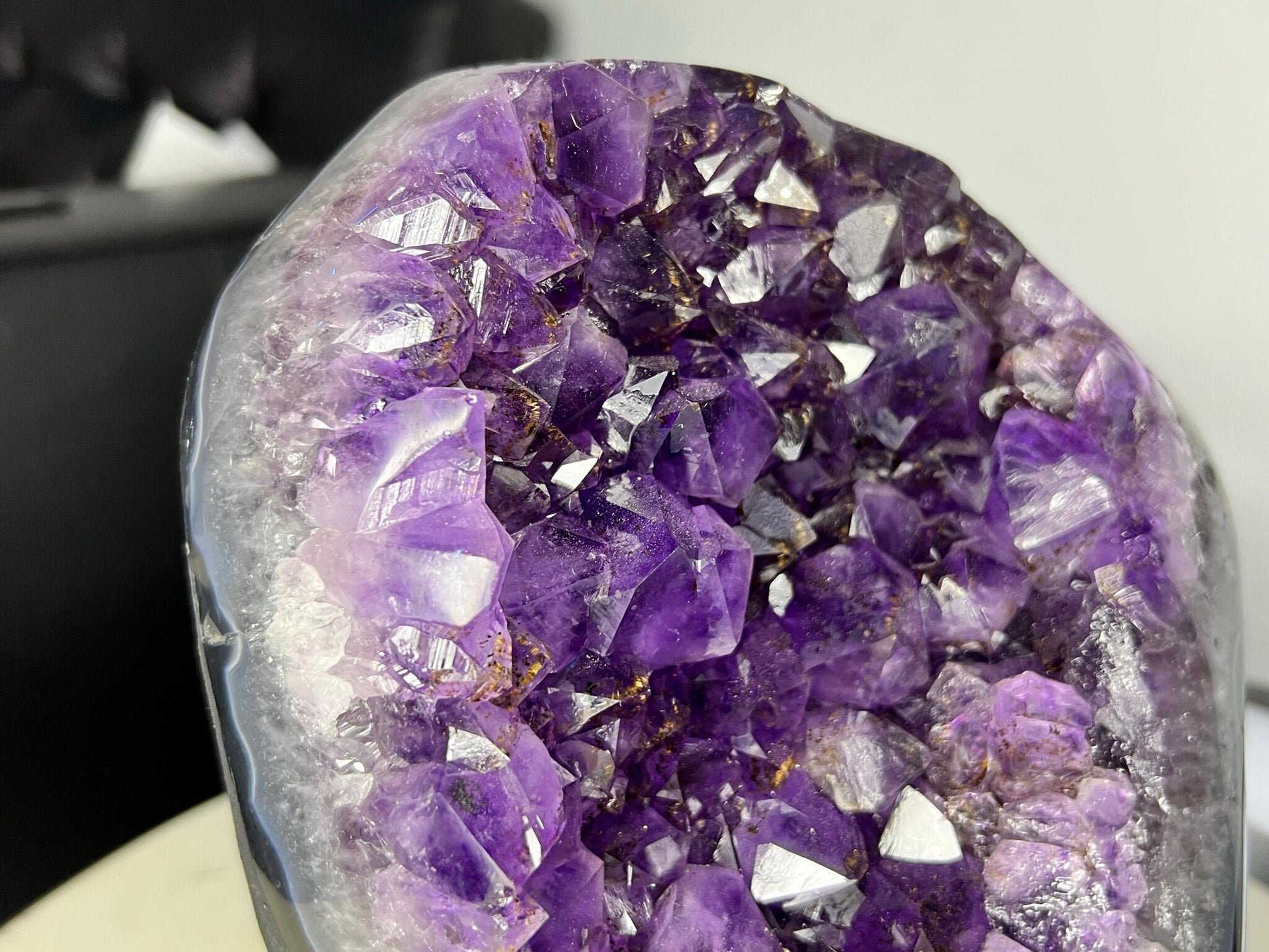 Amethyst Crystal Cluster 11.lb 9oz on base with Polished Sides from Brazil Extra A+ Dark Color