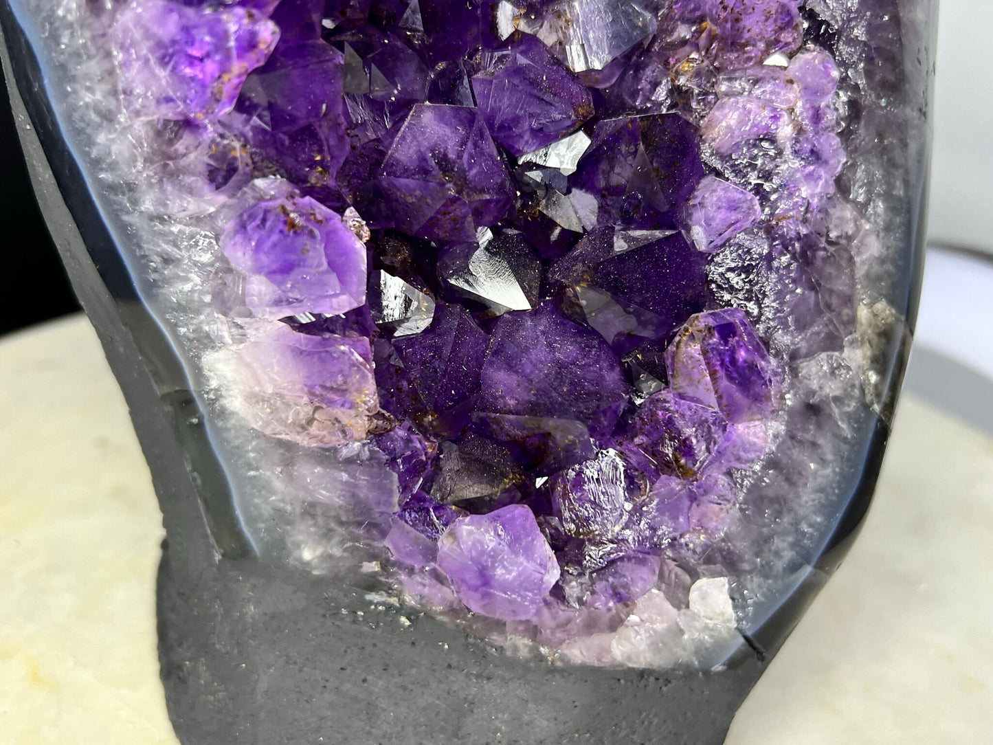 Amethyst Crystal Cluster 11.lb 9oz on base with Polished Sides from Brazil Extra A+ Dark Color