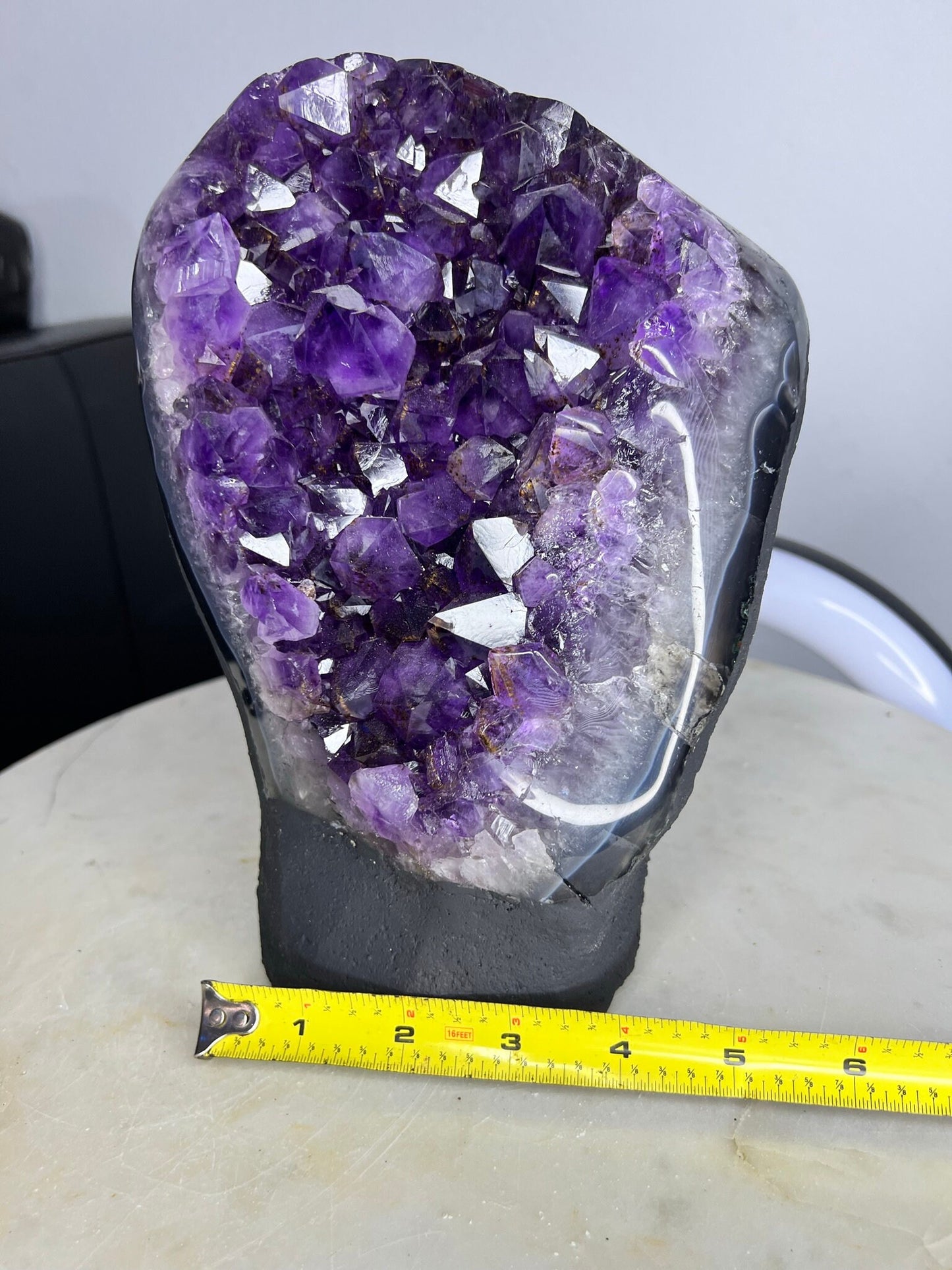 Amethyst Crystal Cluster 11.lb 9oz on base with Polished Sides from Brazil Extra A+ Dark Color