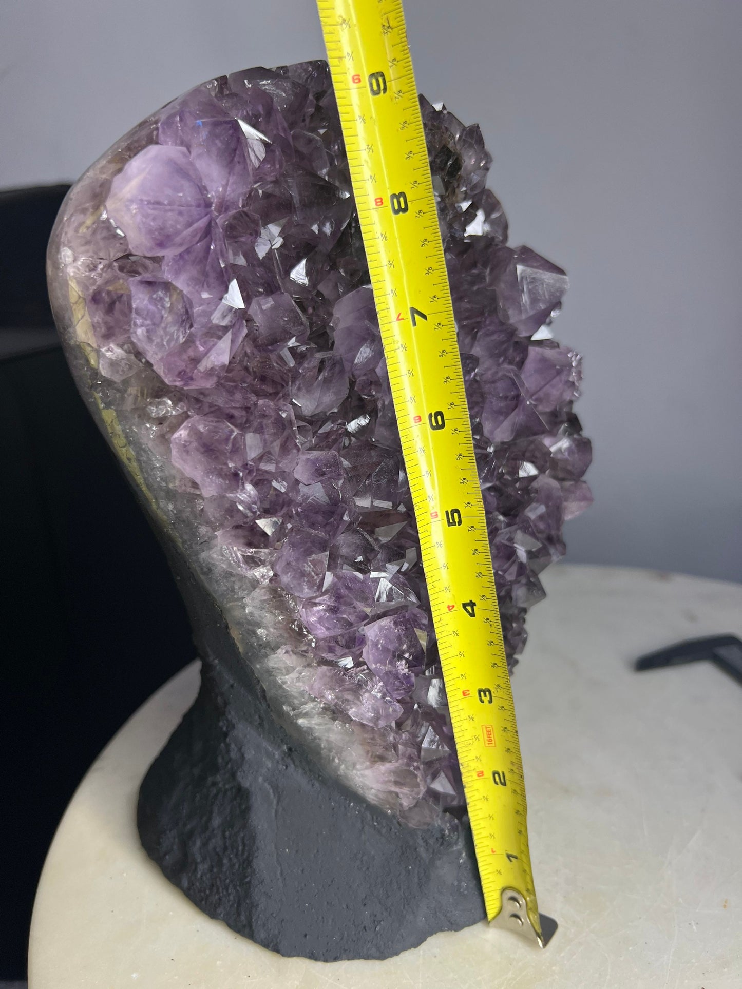 Amethyst 9pounds 8oz with Polished Sides from Brazil Extra A+ Dark Color, Open faced.