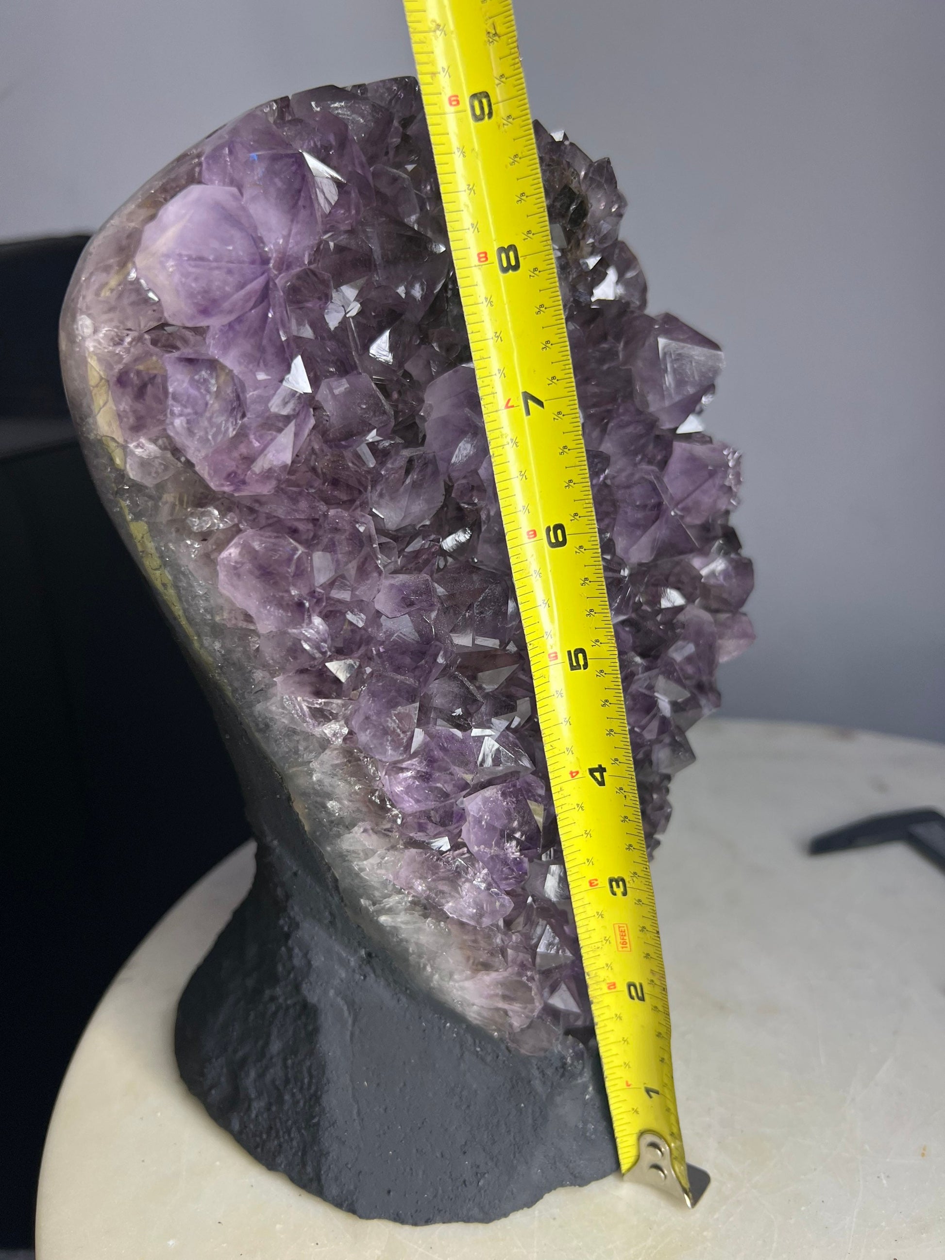 Amethyst 9pounds 8oz with Polished Sides from Brazil Extra A+ Dark Color, Open faced.