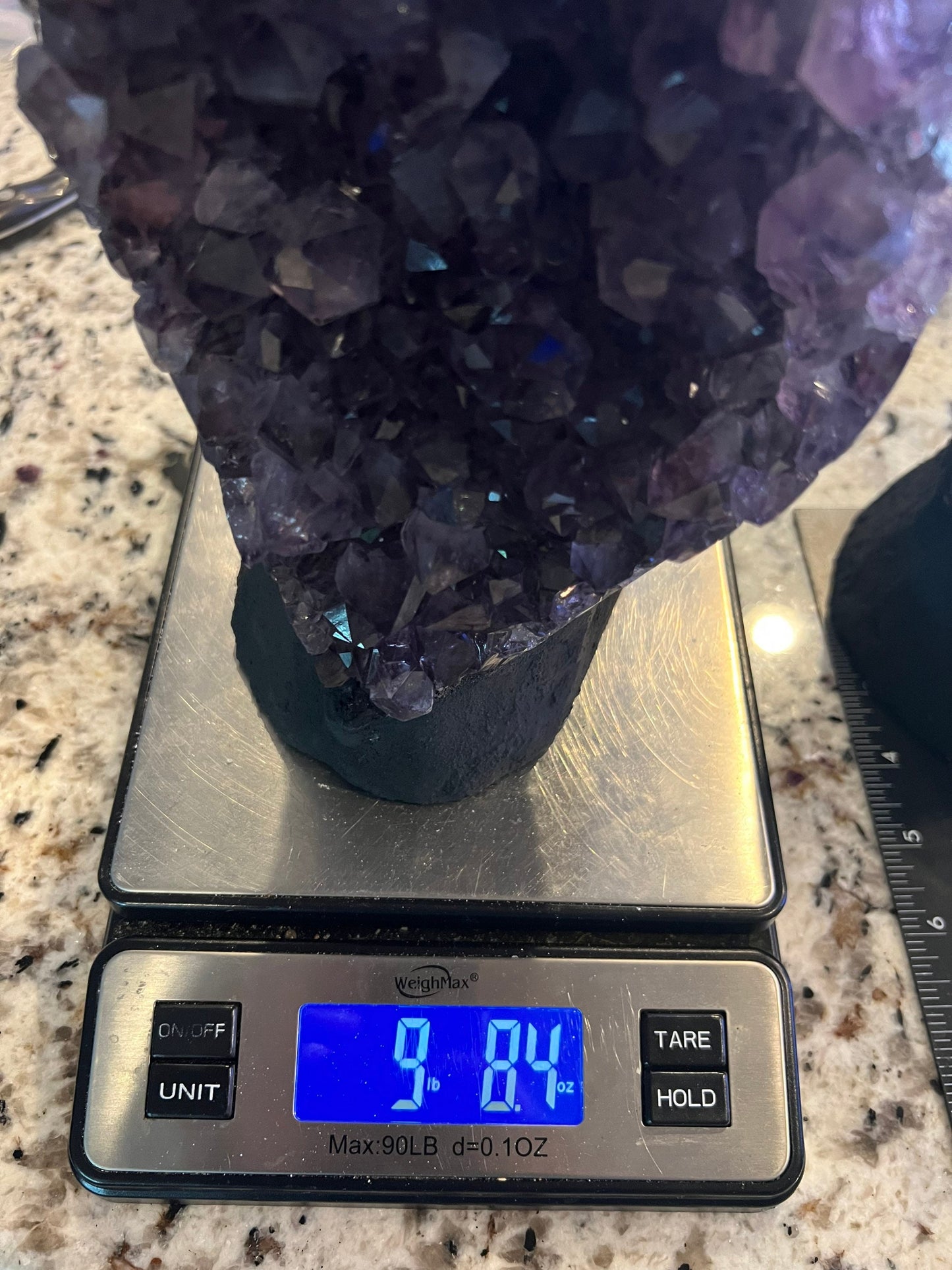 Amethyst 9pounds 8oz with Polished Sides from Brazil Extra A+ Dark Color, Open faced.