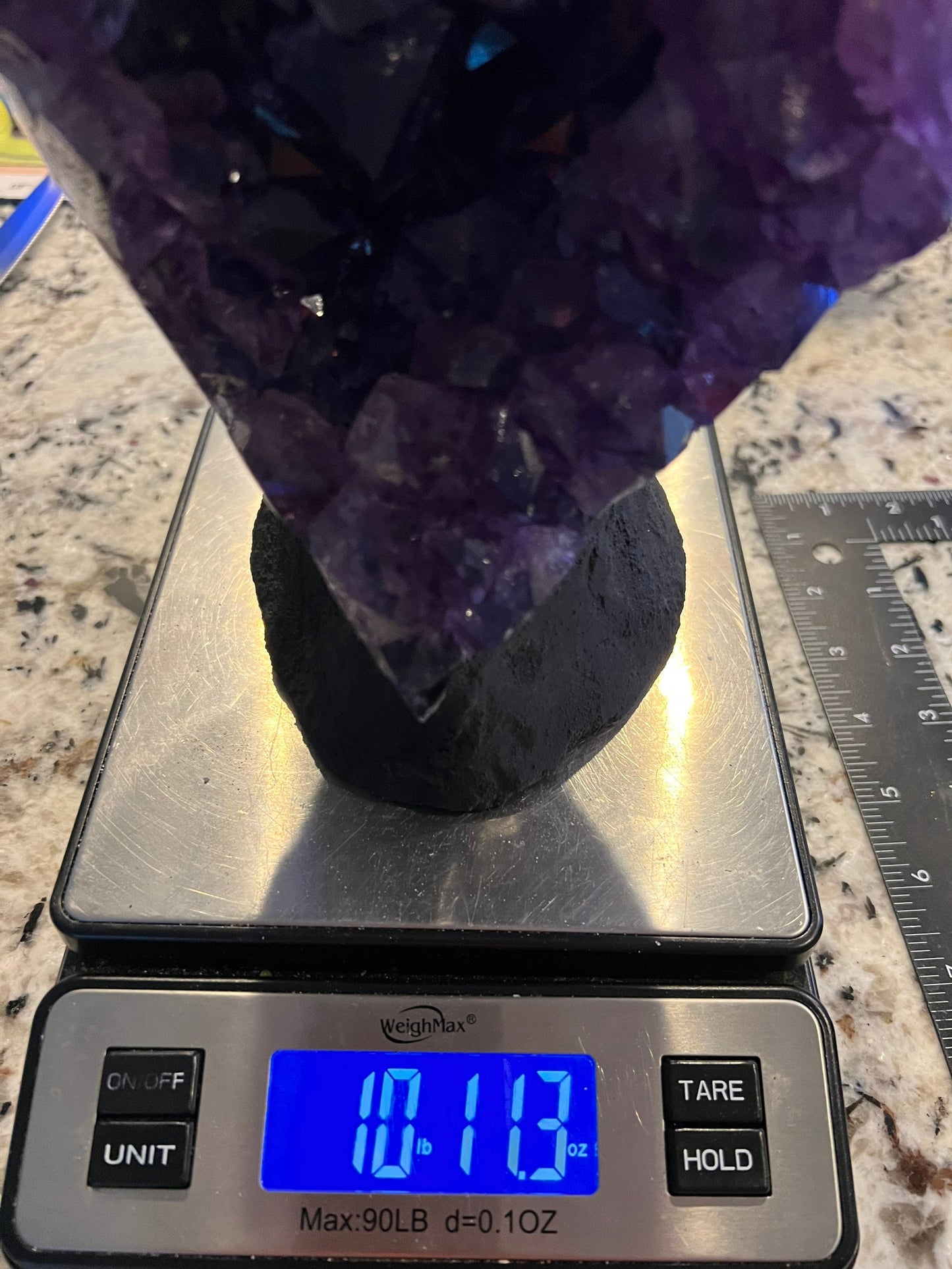 Amethyst 10pounds 11oz with Polished Sides from Brazil Extra A+ Dark Color, Open faced.