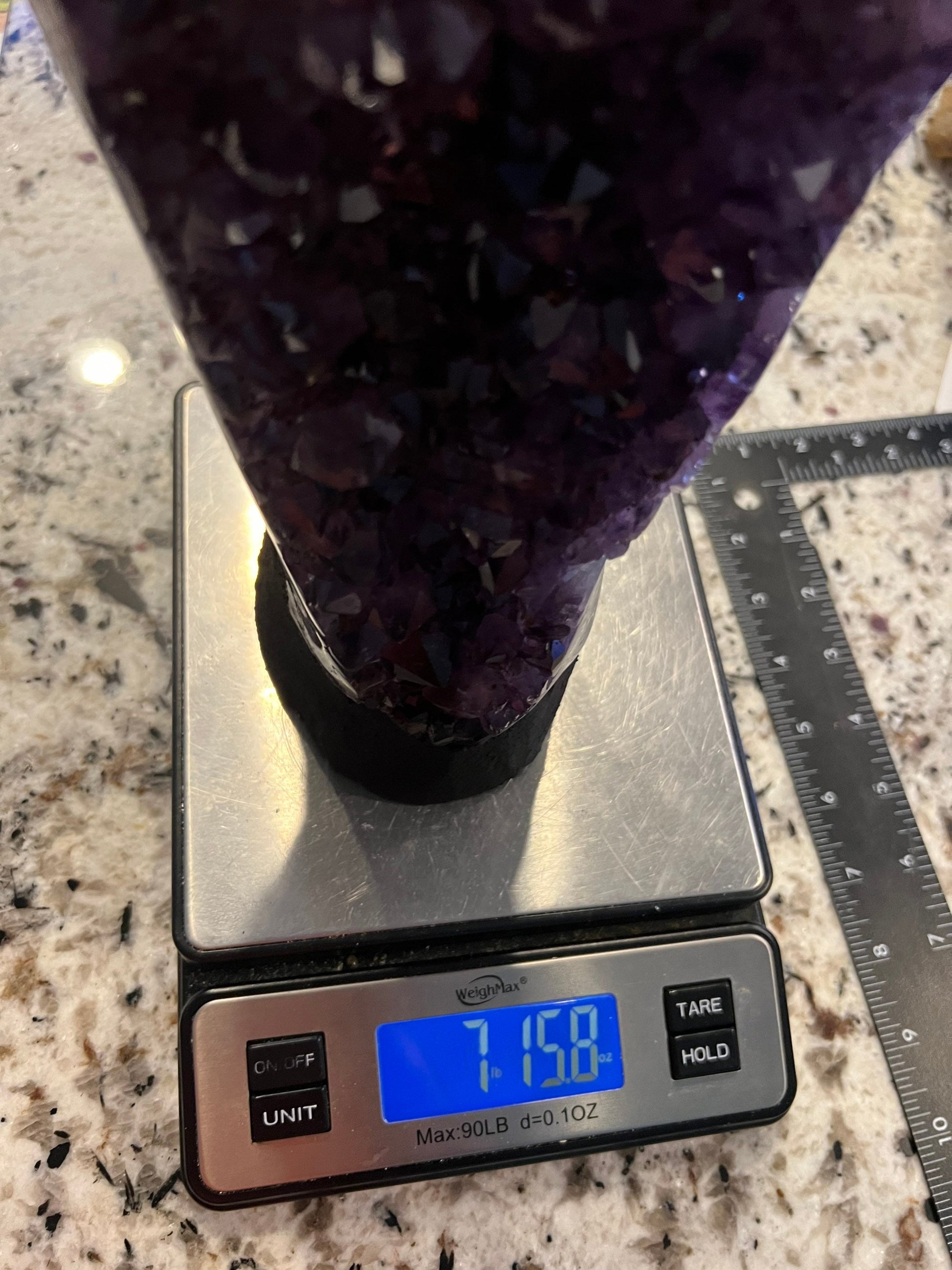 Amethyst 7pounds 15oz with Polished Sides from Brazil Extra A+ Dark Color, Open faced.