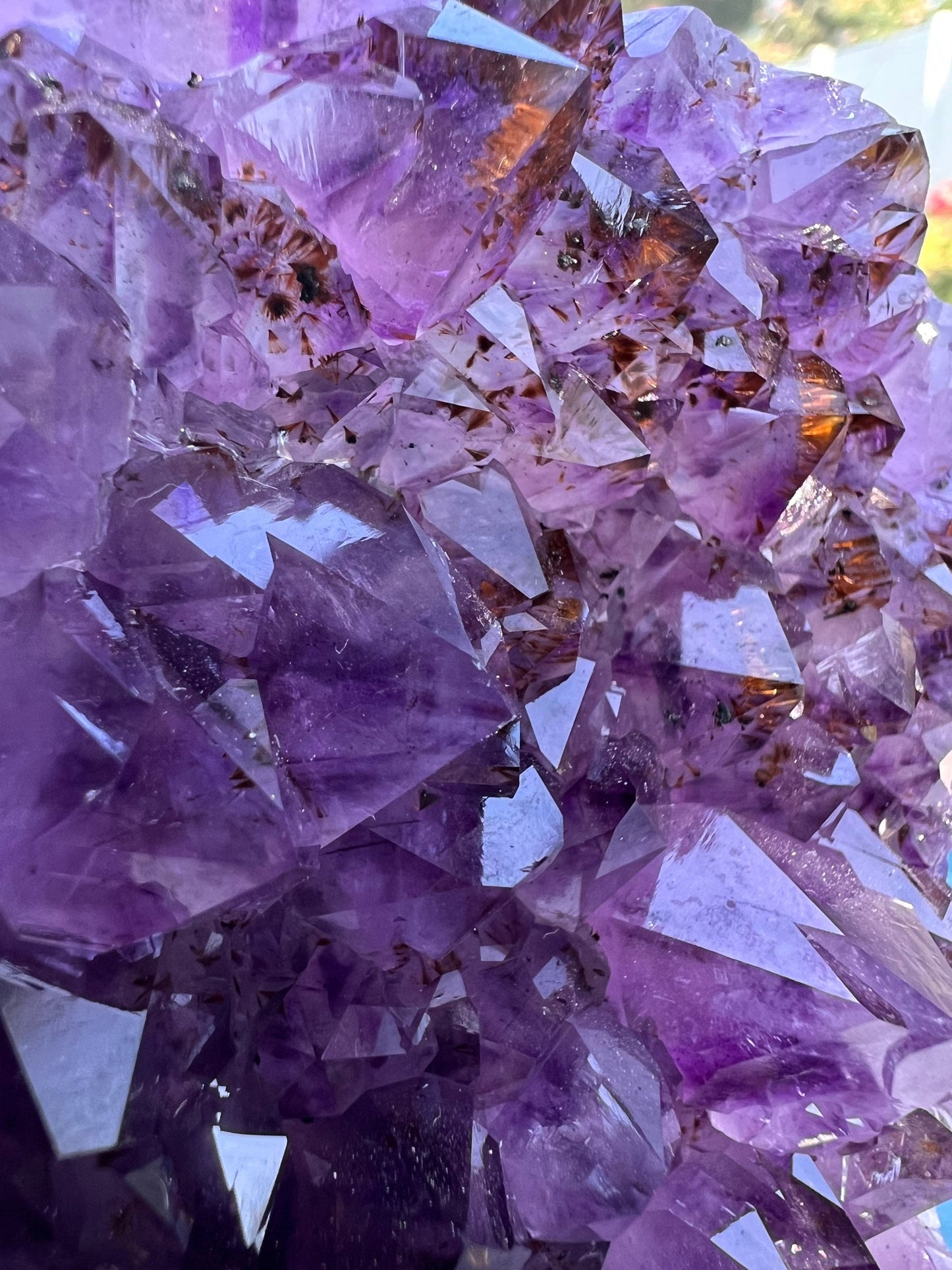 Amethyst 7pounds 15oz with Polished Sides from Brazil Extra A+ Dark Color, Open faced.