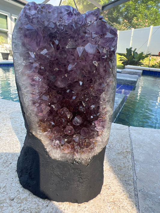 Amethyst 5.5pounds with Polished Sides from Brazil Extra A+ Dark Color, Open faced.