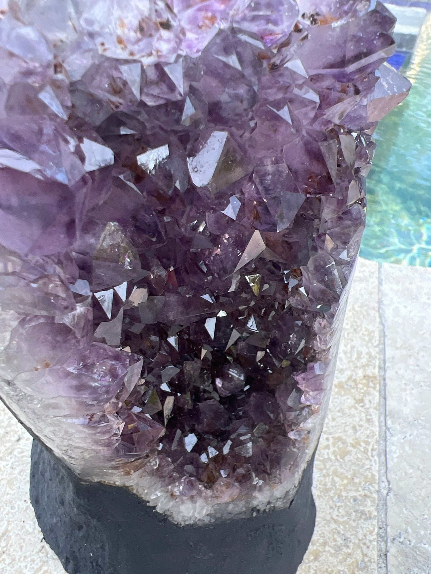 Amethyst 5.5pounds with Polished Sides from Brazil Extra A+ Dark Color, Open faced.