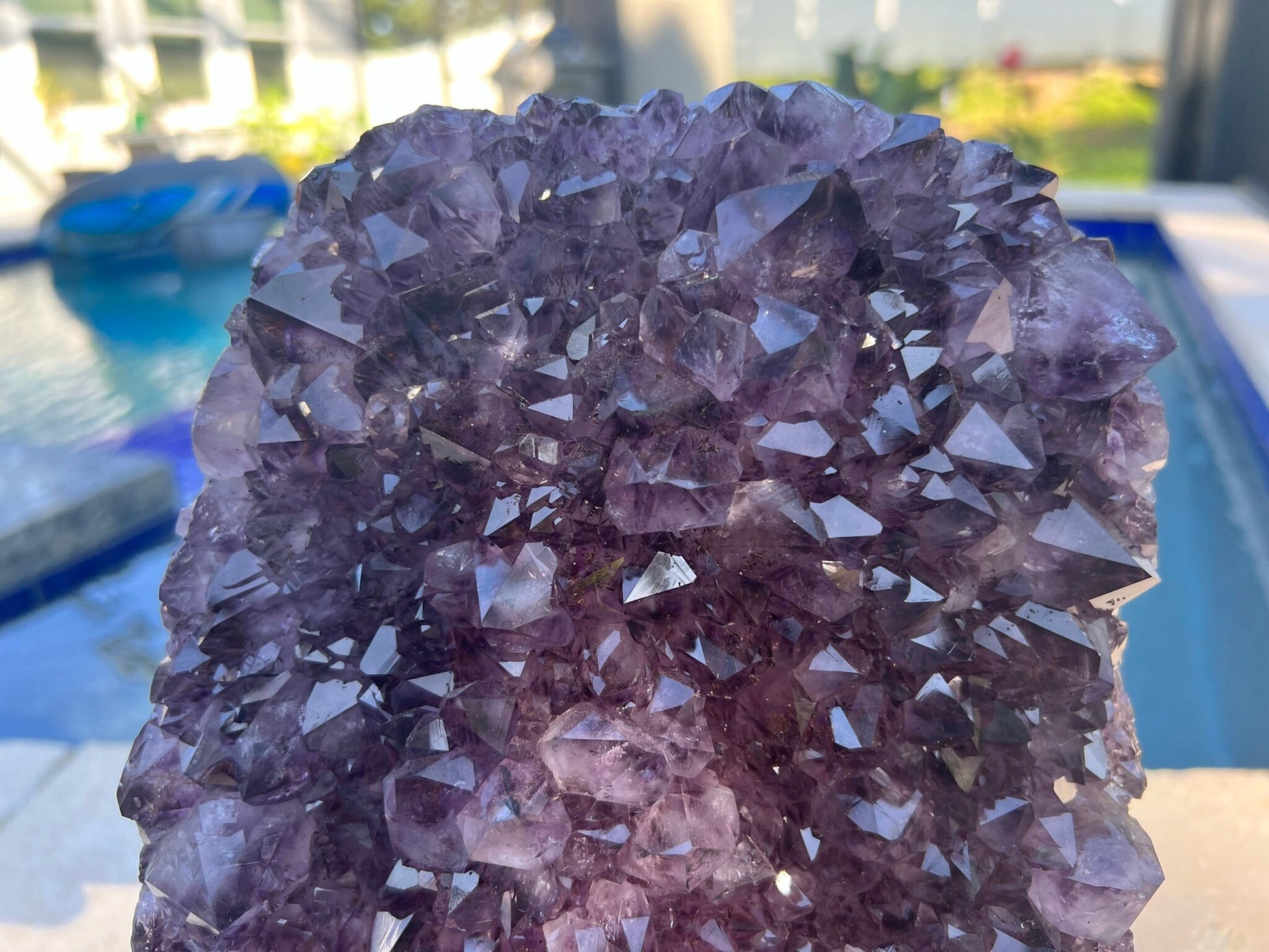Amethyst Crystal Cluster 18lb 4oz on base with Polished Sides from Brazil Extra A+ Dark Color