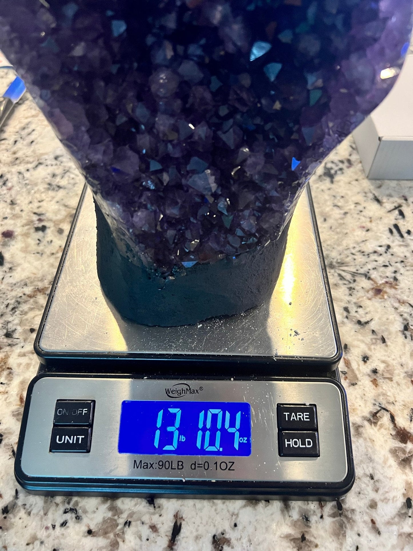 Amethyst Crystal Cluster 13lb 10oz on base with Polished Sides from Brazil Extra A+ Dark Color
