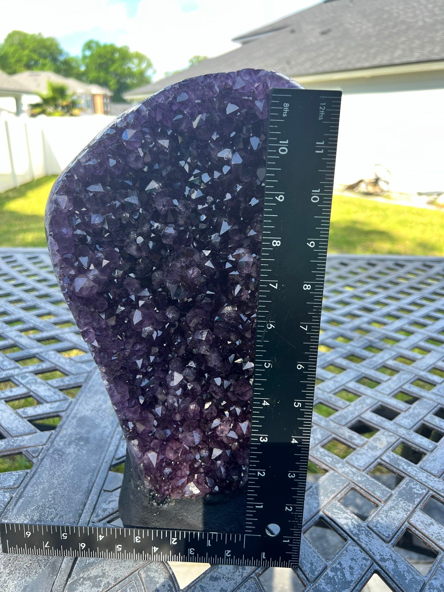 Amethyst Crystal Cluster 13lb 10oz on base with Polished Sides from Brazil Extra A+ Dark Color