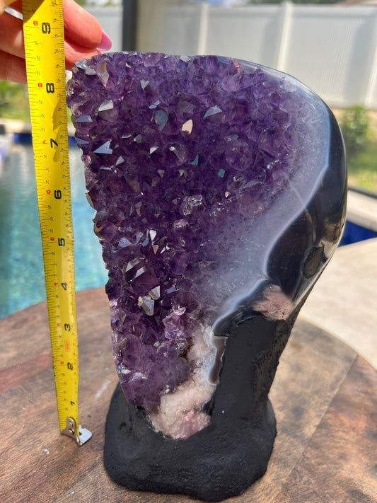 Amethyst 8pounds 6oz with Polished Sides from Brazil Extra A+ Dark Color, Open faced.