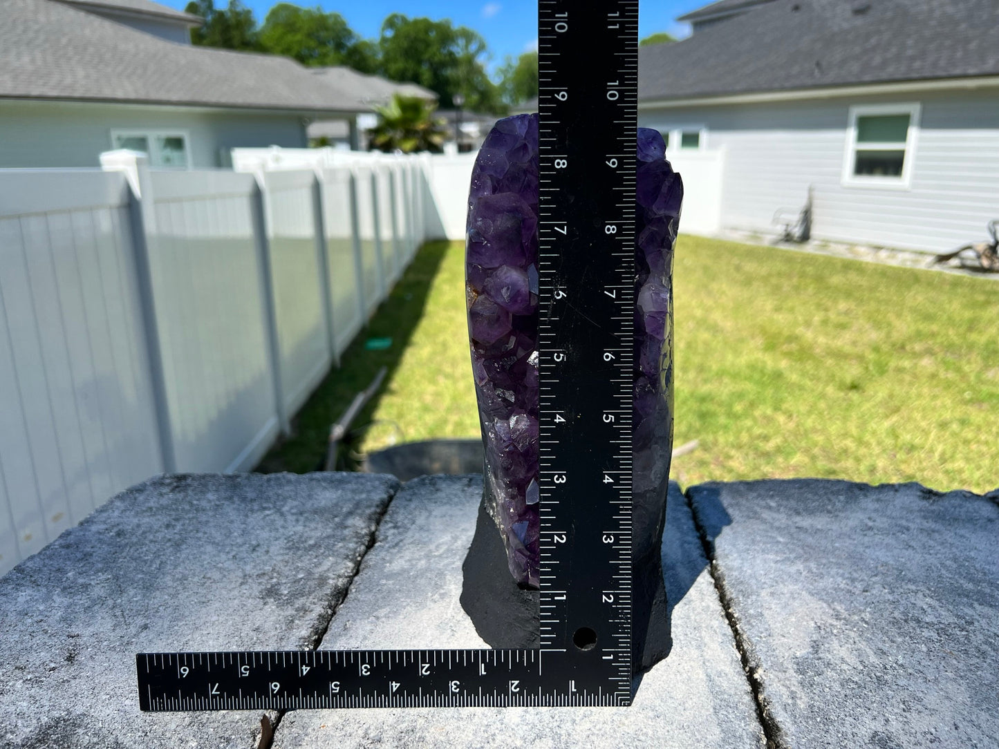 Amethyst Crystal Cluster 7lb 8oz on base with Polished Sides from Brazil Extra A+ Dark Color, open faced.