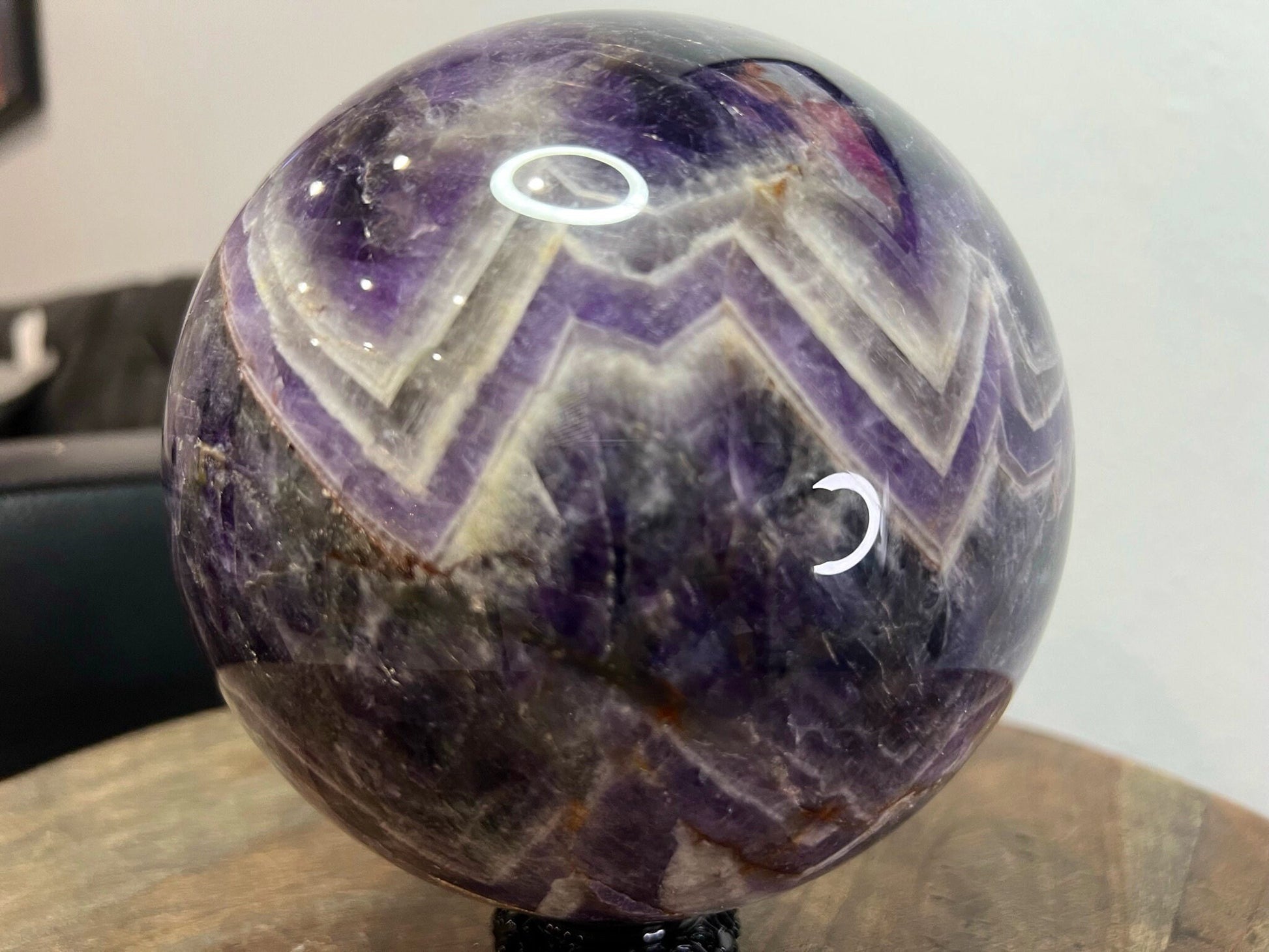 11lb 10oz Chevron Dream Amethyst Crystal Ball Sphere Amazing Quality 150mm (5.9in)