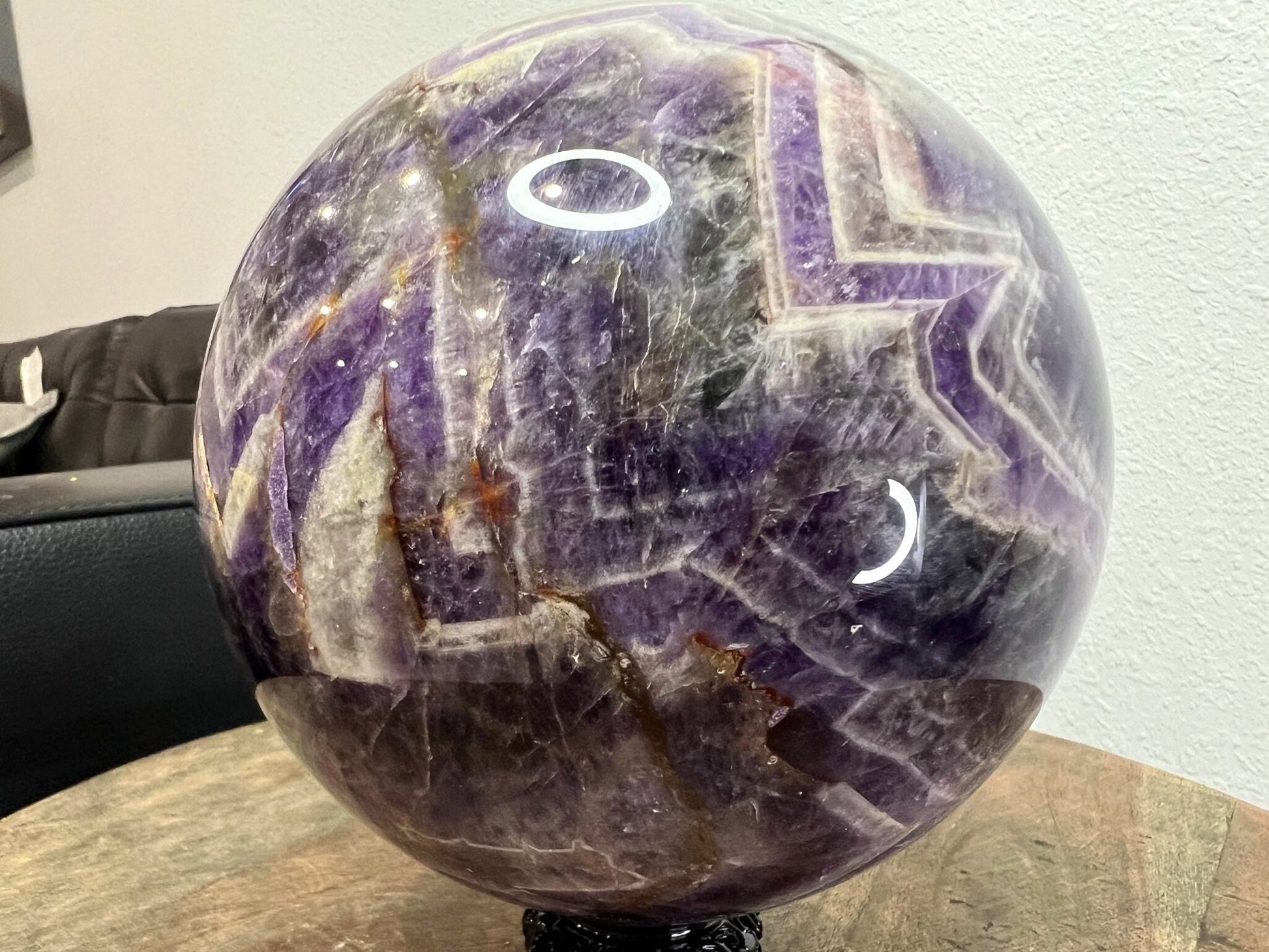 11lb 10oz Chevron Dream Amethyst Crystal Ball Sphere Amazing Quality 150mm (5.9in)