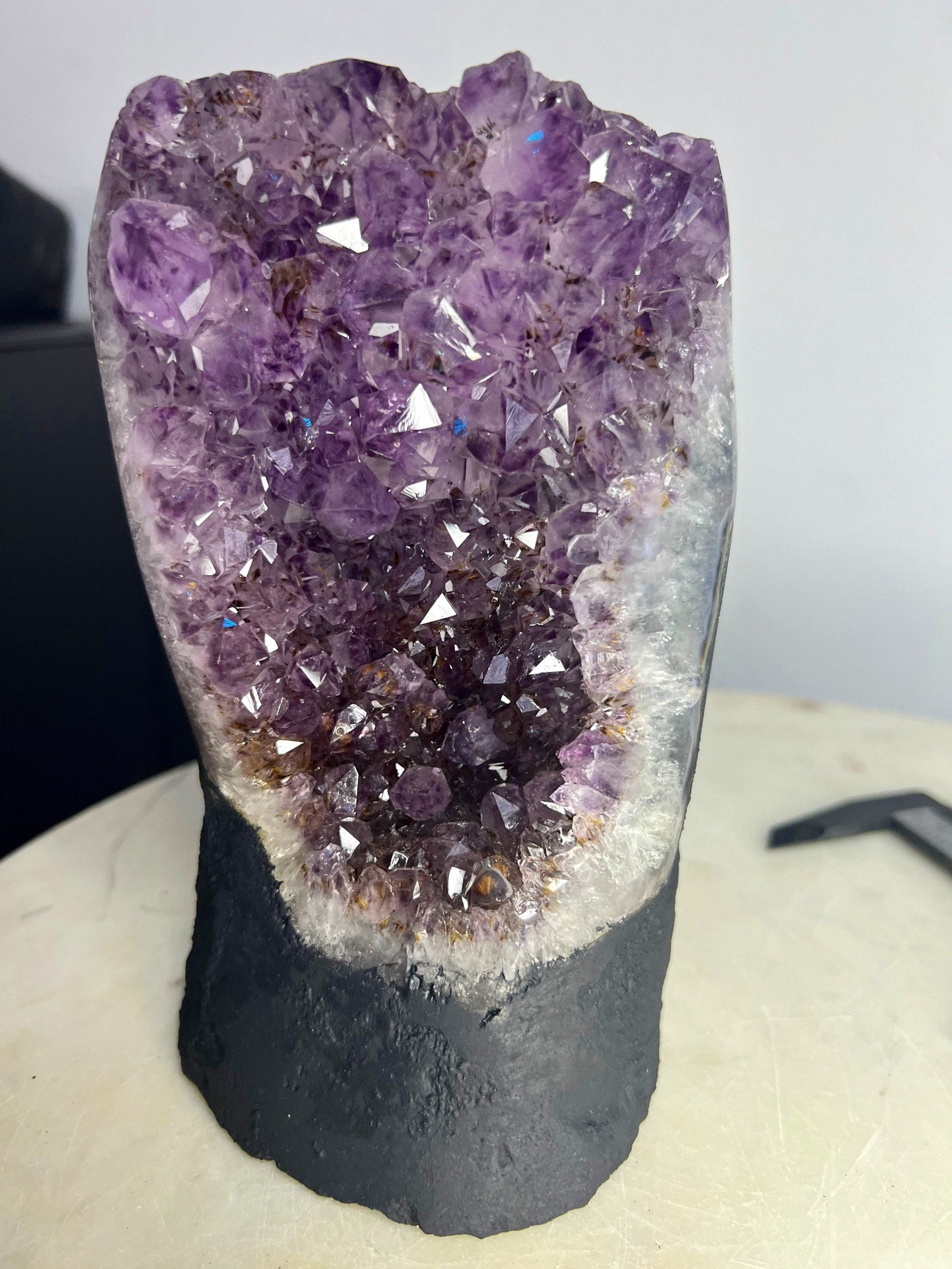 Amethyst 5.5pounds with Polished Sides from Brazil Extra A+ Dark Color, Open faced.