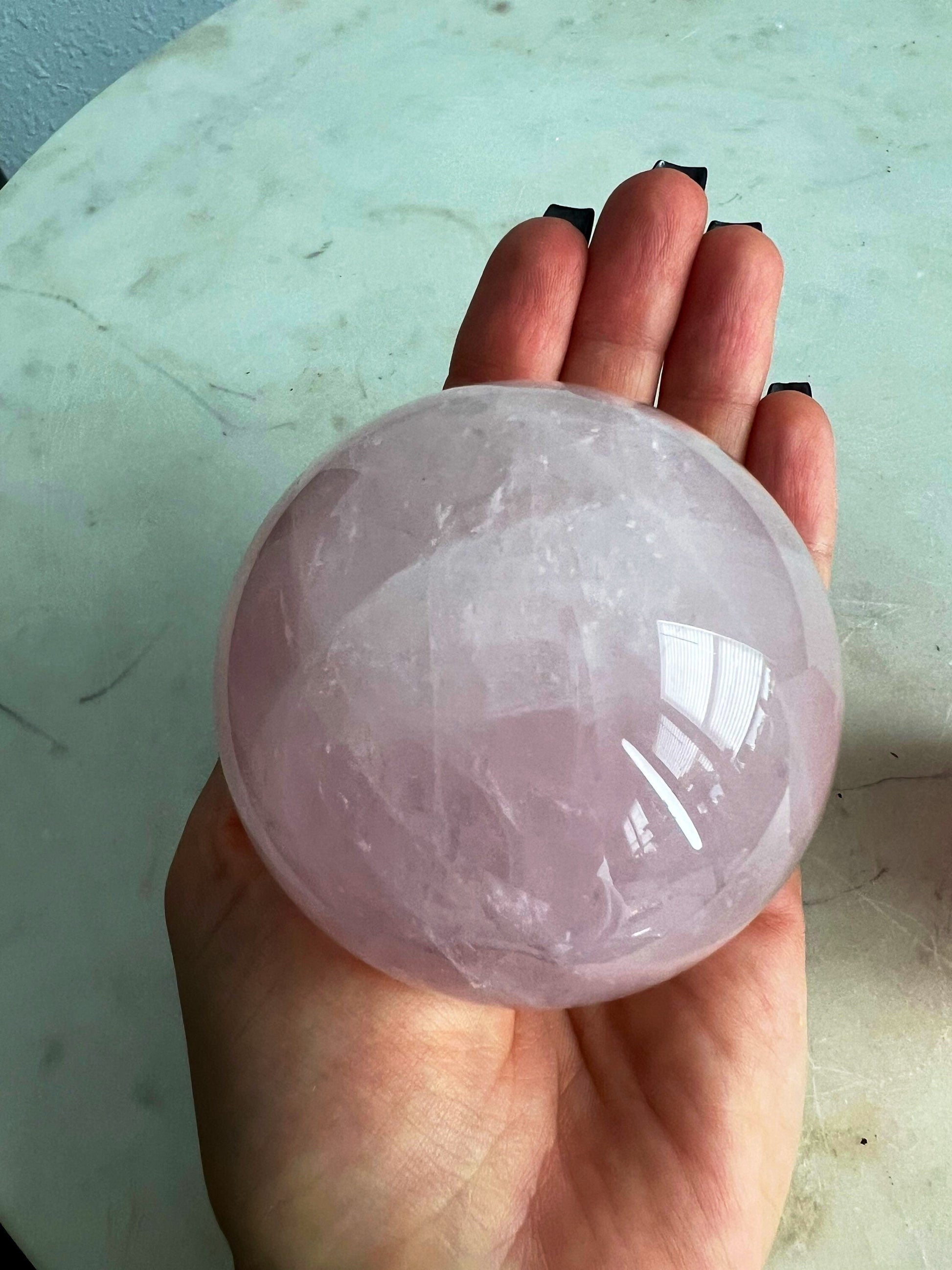 Rose Quartz sphere and flame