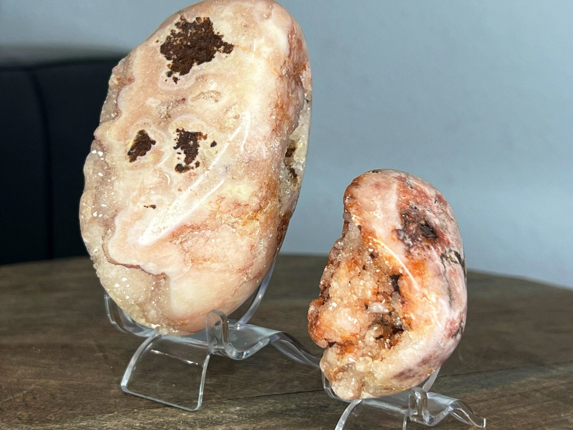 2 Piece Pink Amethyst Polished Cluster Crystal Set 500g total weight from Brazil