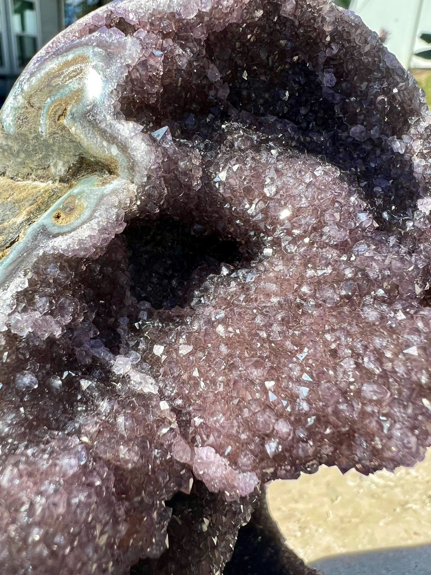 Amethyst from Brazil 5lbs 13oz with stand and lots of shine.