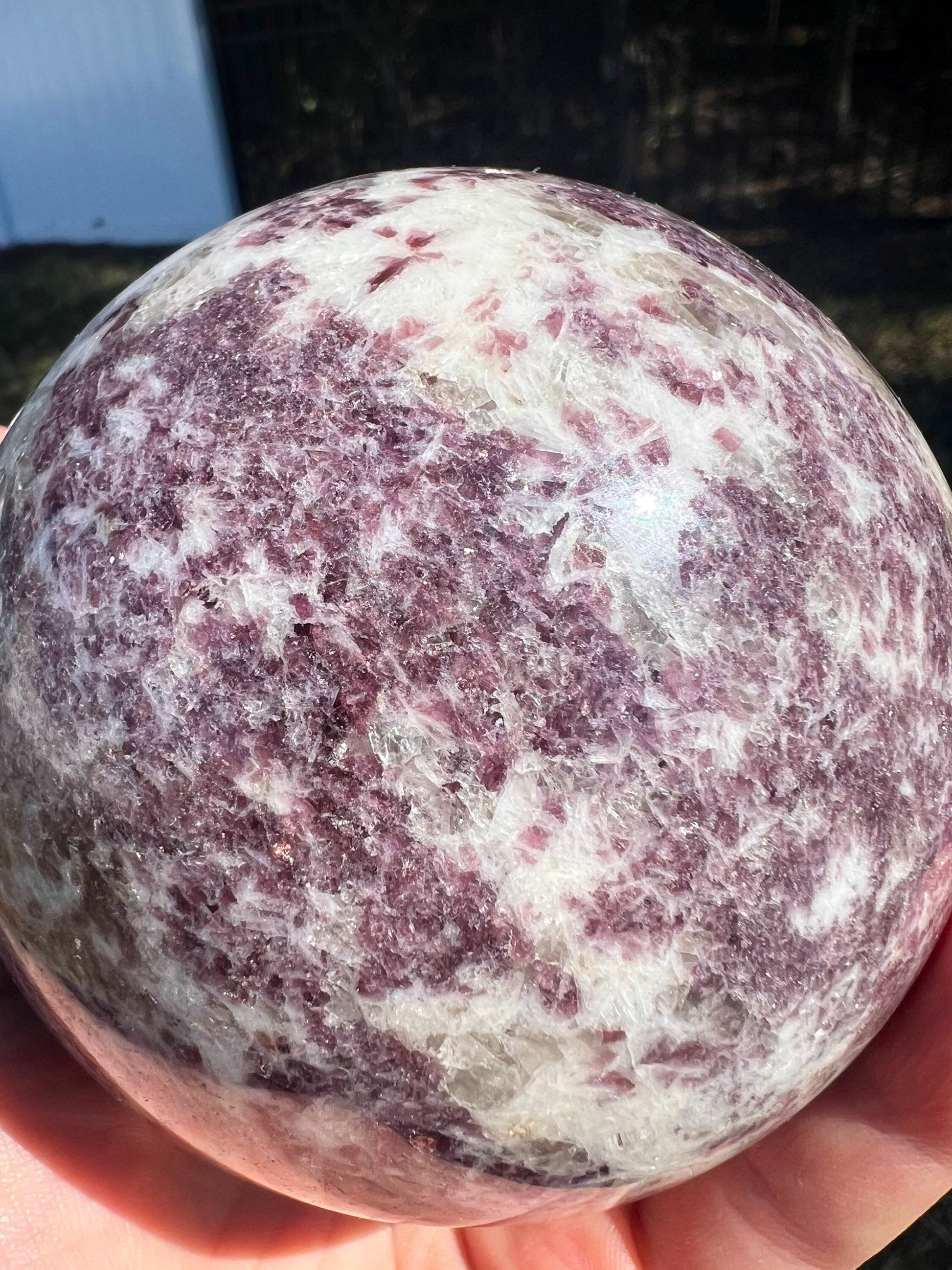 Lepidolite sphere with smoky Quartz  2lb 11oz 93.9mm