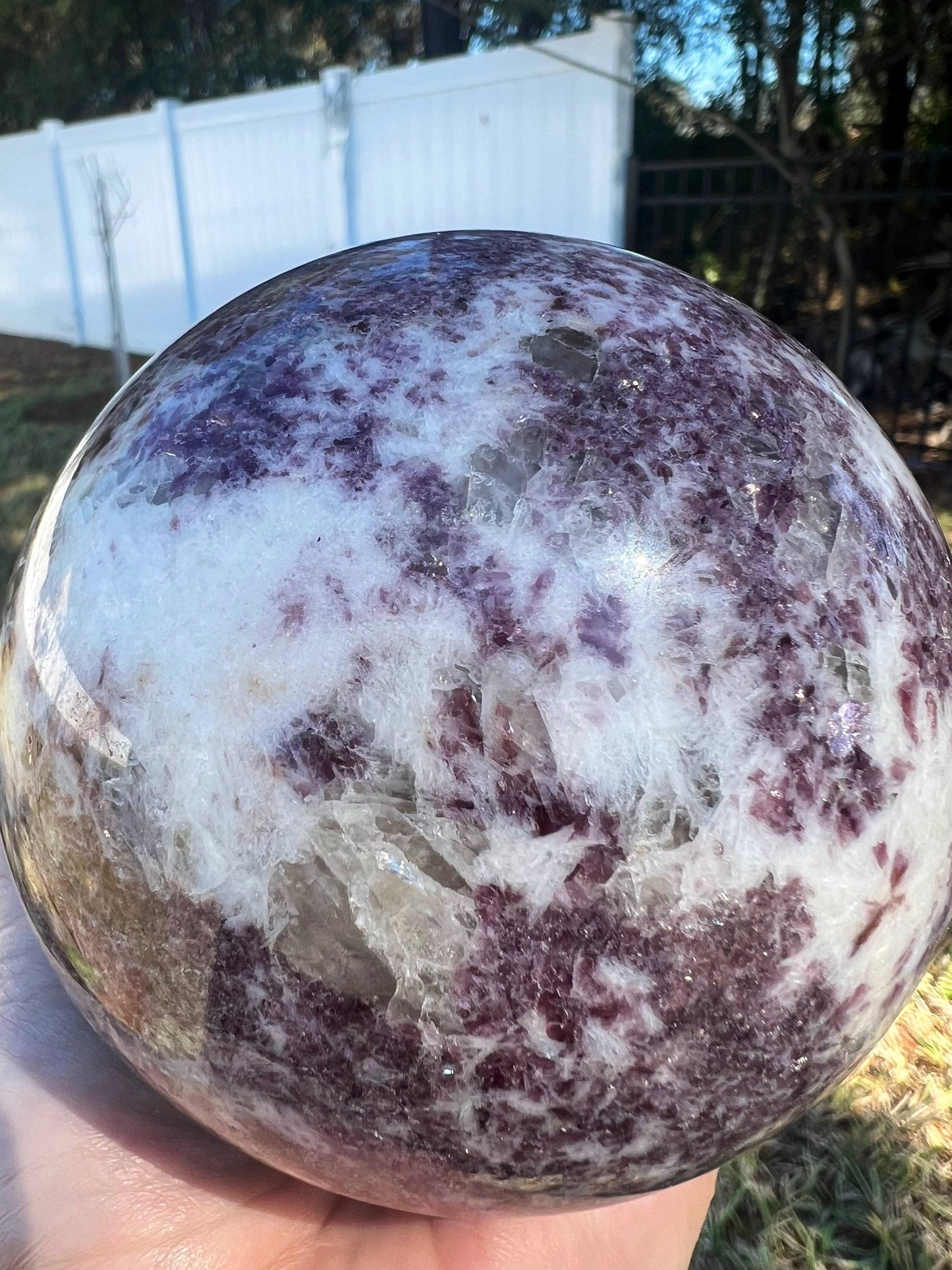 Lepidolite sphere with smoky Quartz  2lb 11oz 93.9mm