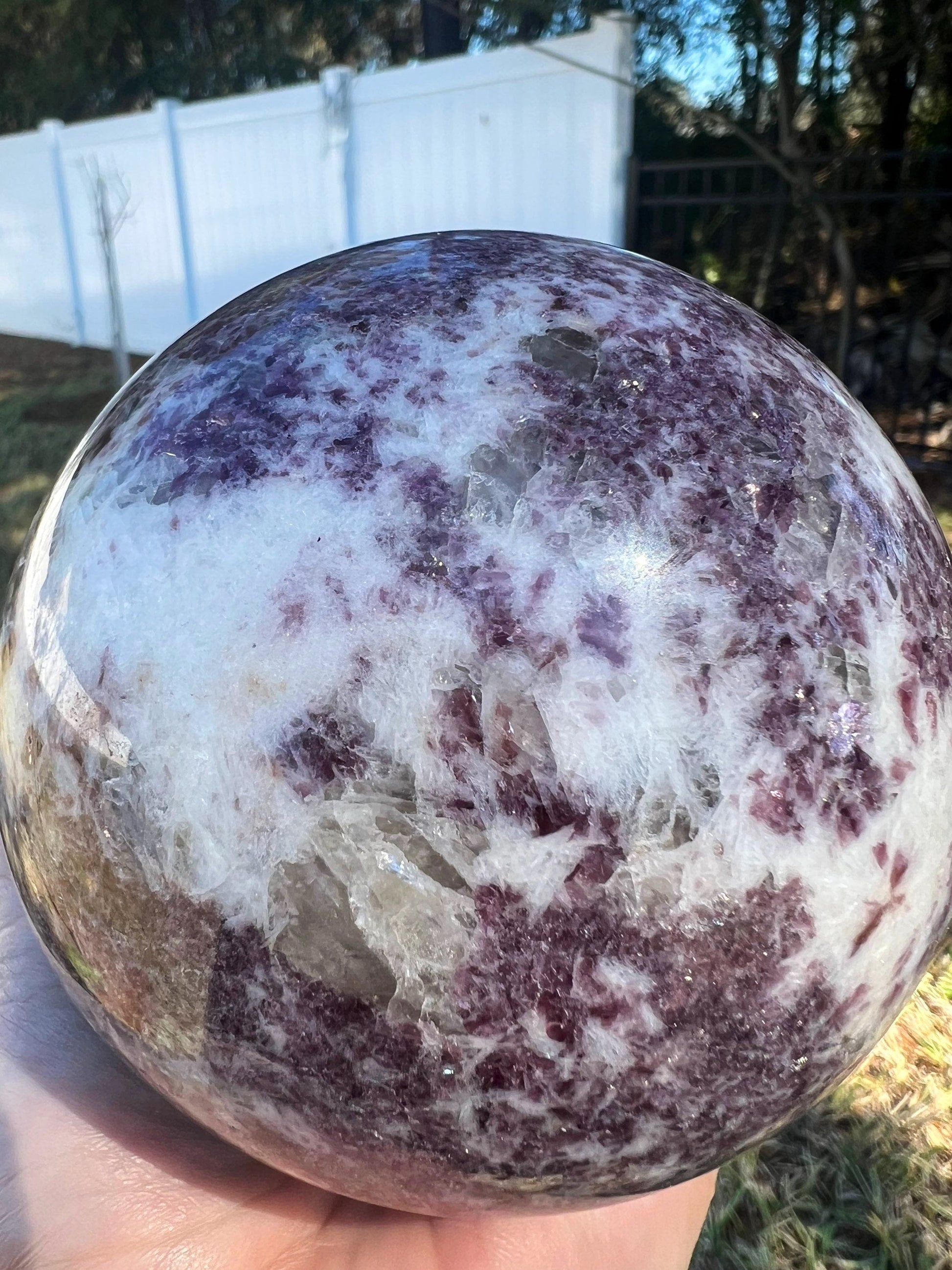 Lepidolite sphere with smoky Quartz  2lb 11oz 93.9mm