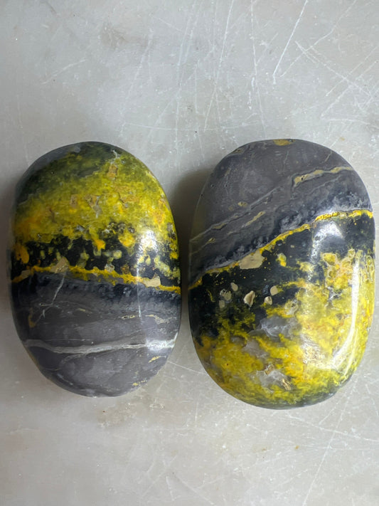 Bumblebee jasper 2 matching palm stones total weight 148 grams