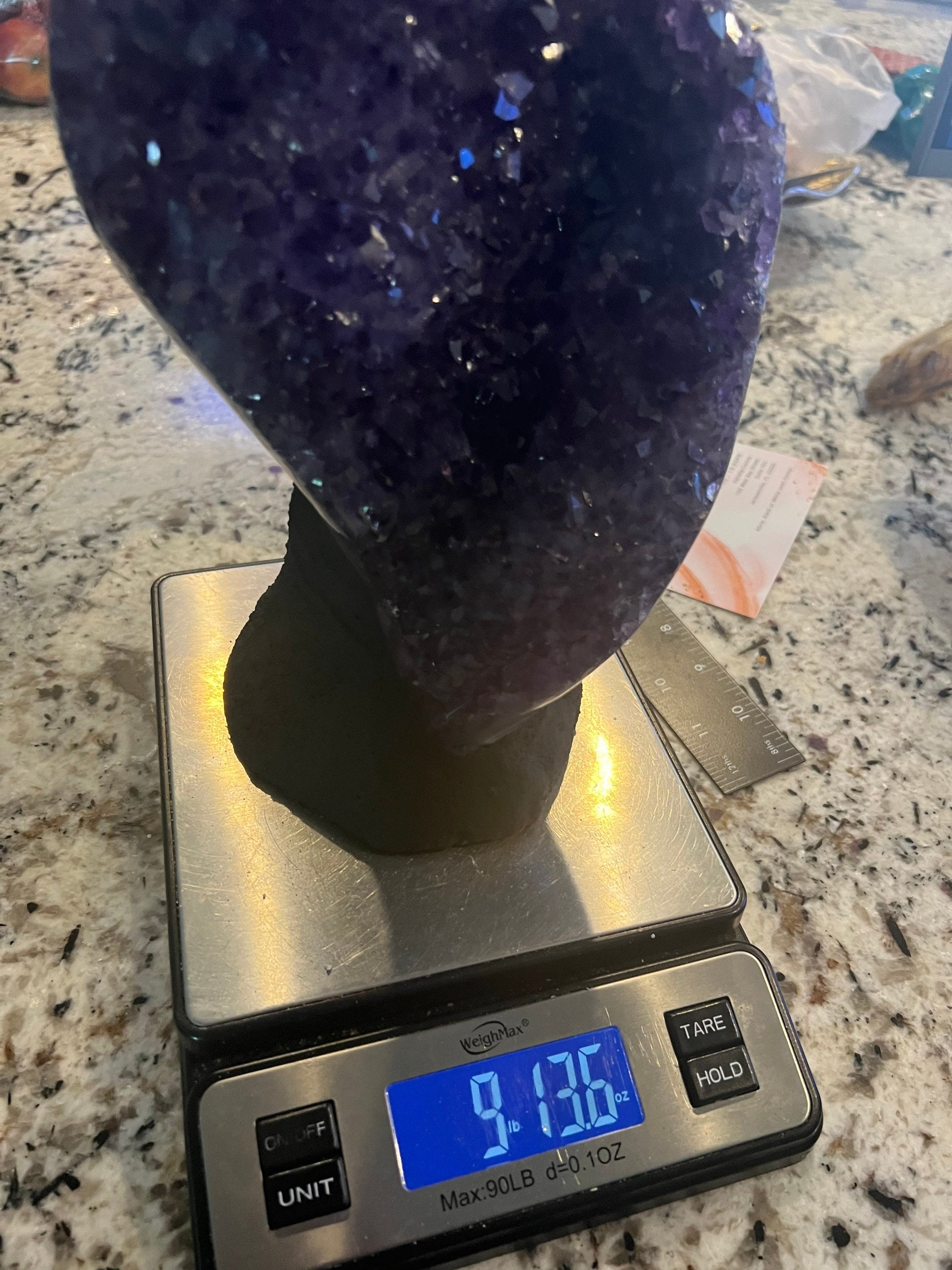 Amethyst 9 pounds 13oz with Polished Sides from Brazil Extra A+ Dark Color, Open faced.