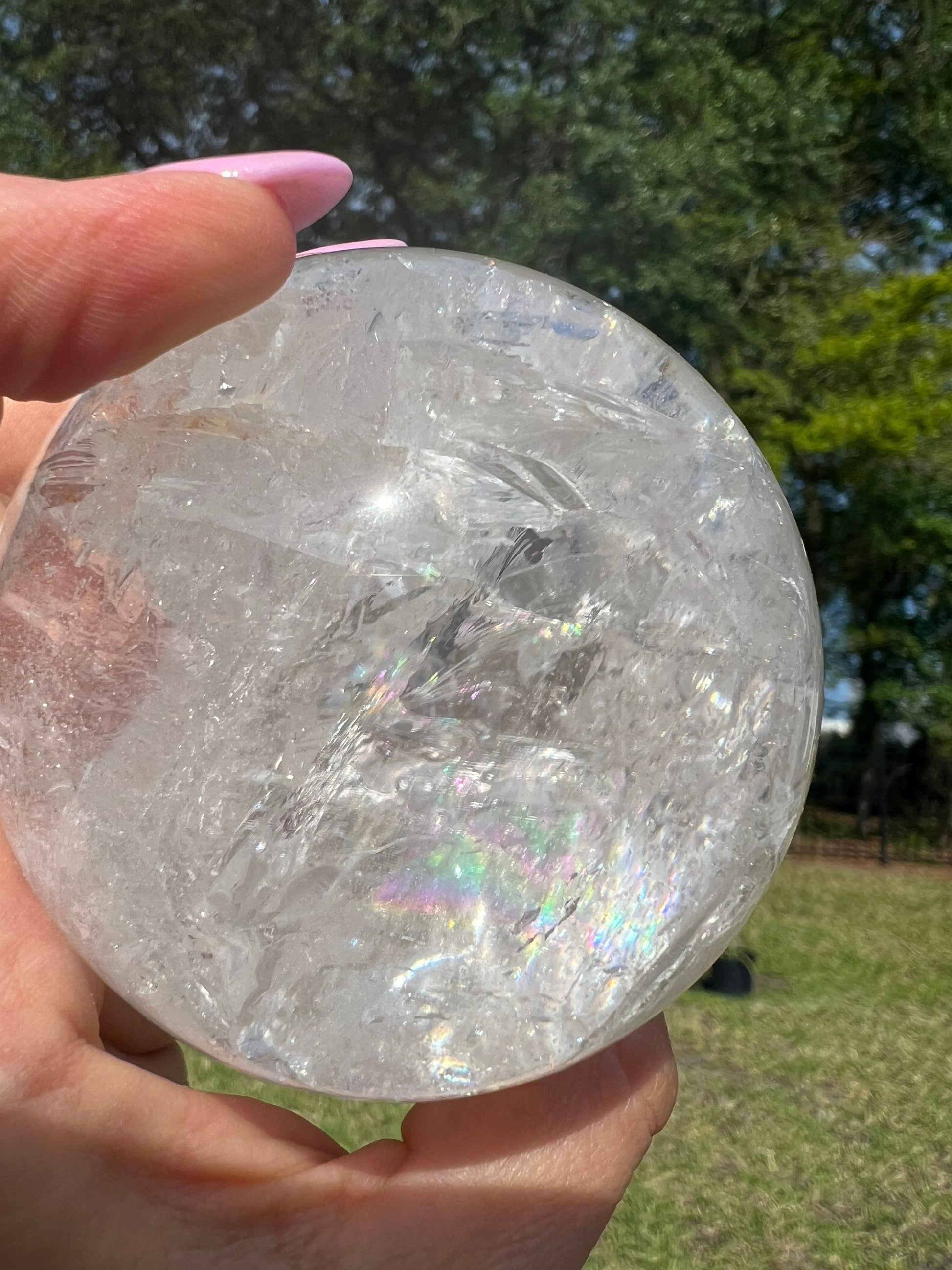 Crystal Quartz 70mm sphere from Brazil.