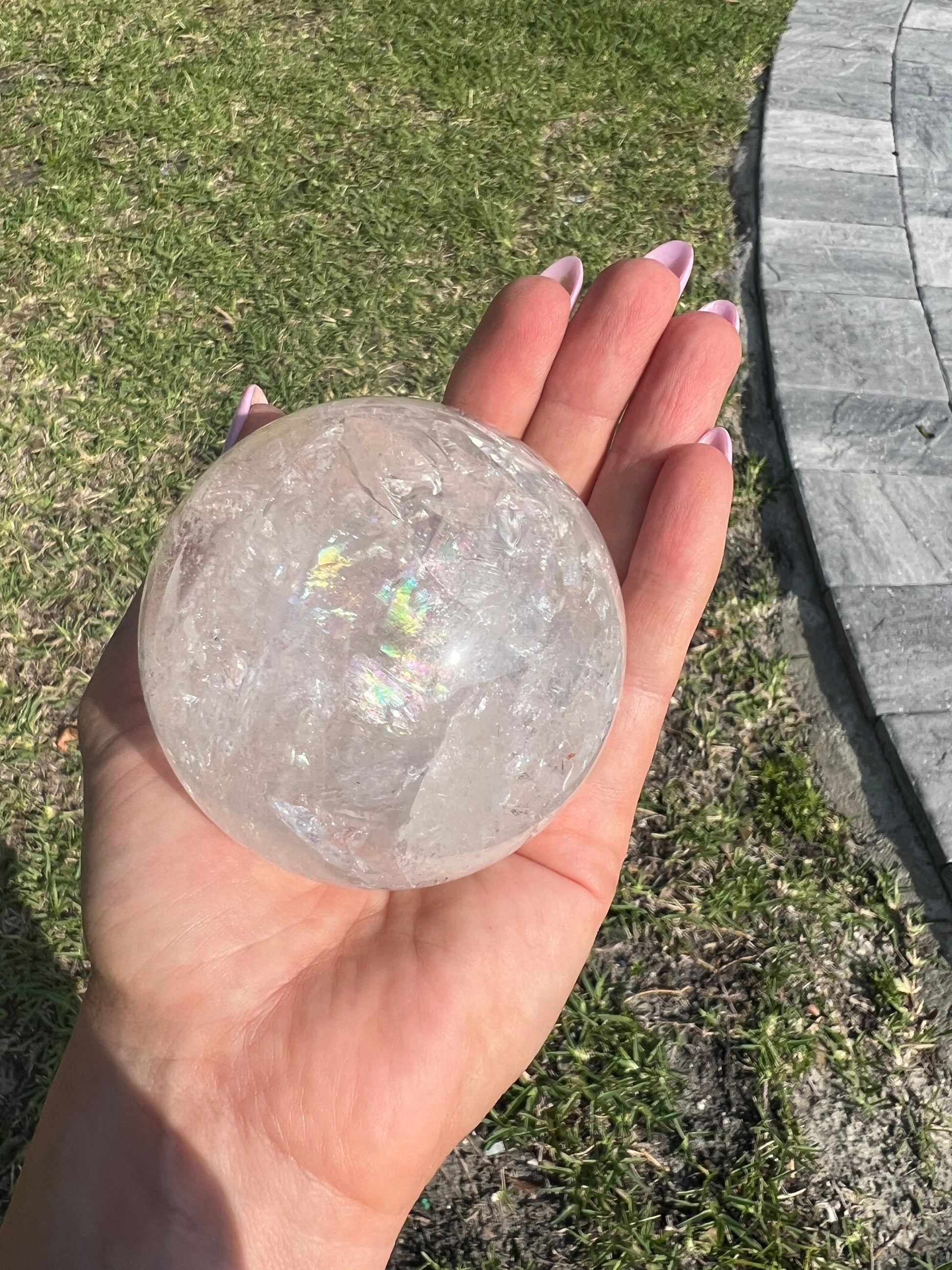 Crystal Quartz 70mm sphere from Brazil.