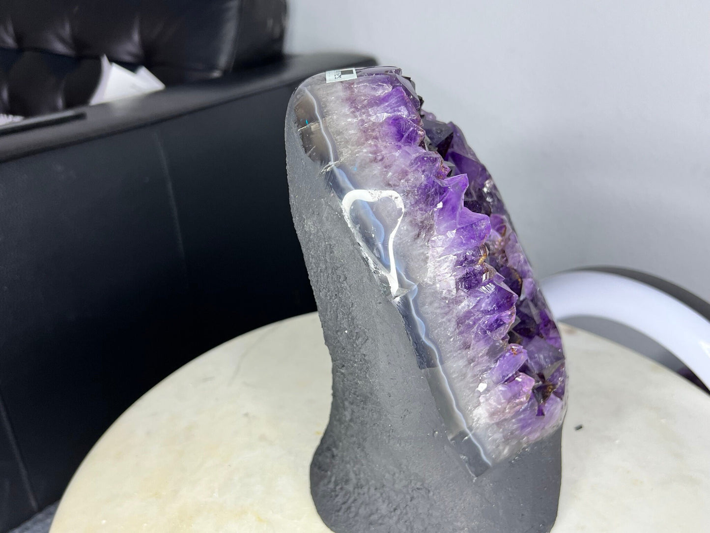 Amethyst Crystal Cluster 11.lb 9oz on base with Polished Sides from Brazil Extra A+ Dark Color