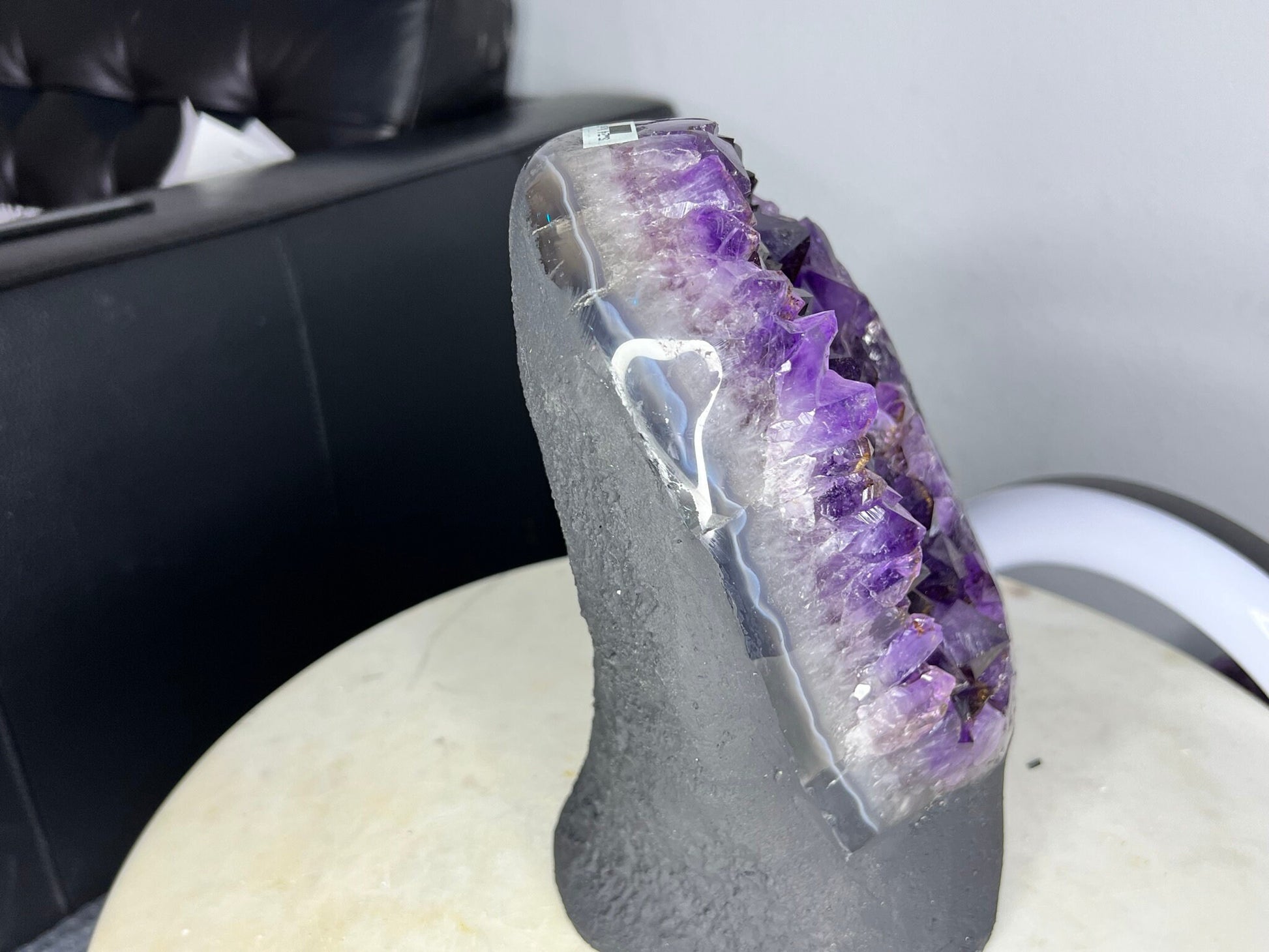 Amethyst Crystal Cluster 11.lb 9oz on base with Polished Sides from Brazil Extra A+ Dark Color