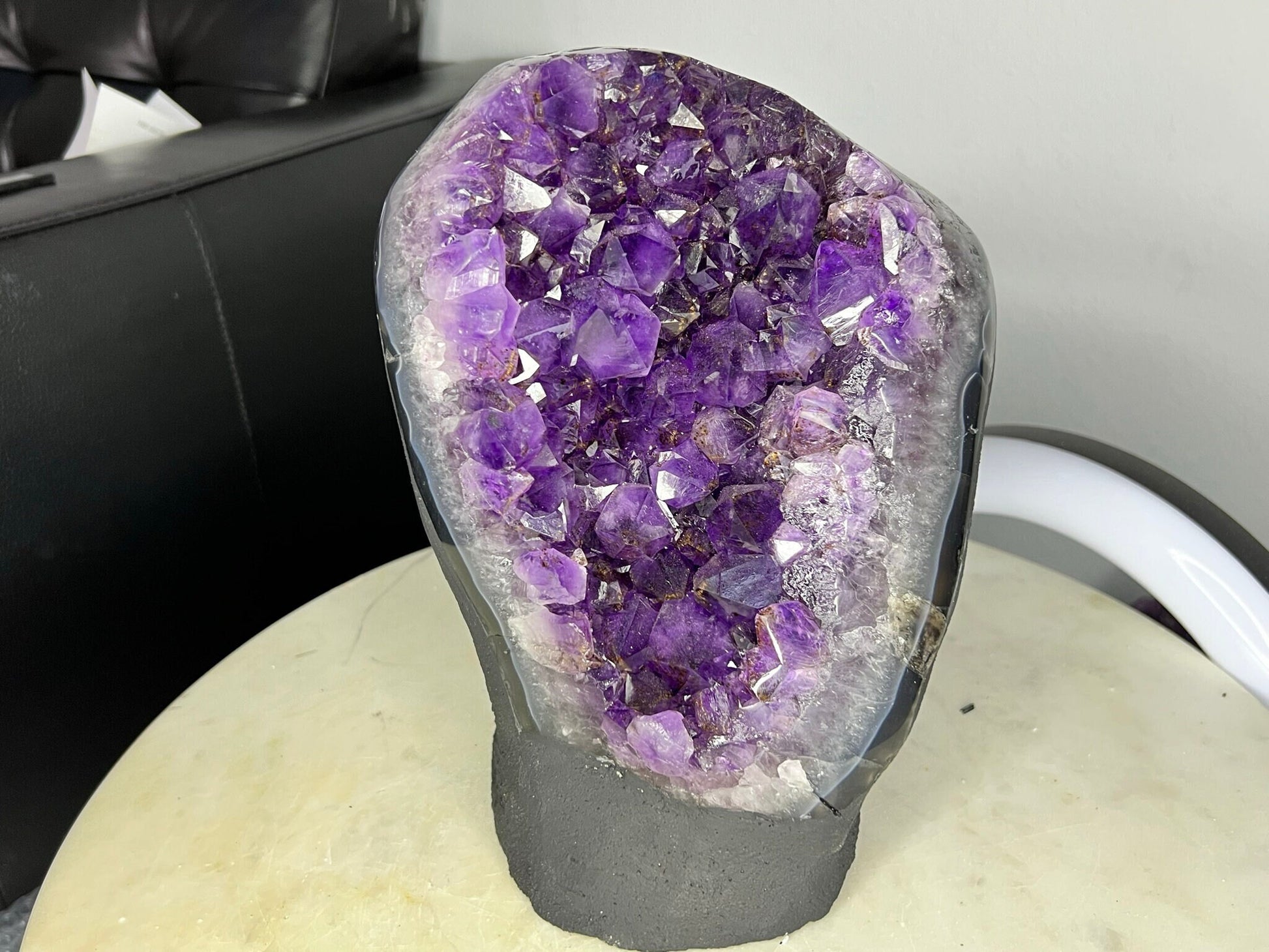 Amethyst Crystal Cluster 11.lb 9oz on base with Polished Sides from Brazil Extra A+ Dark Color